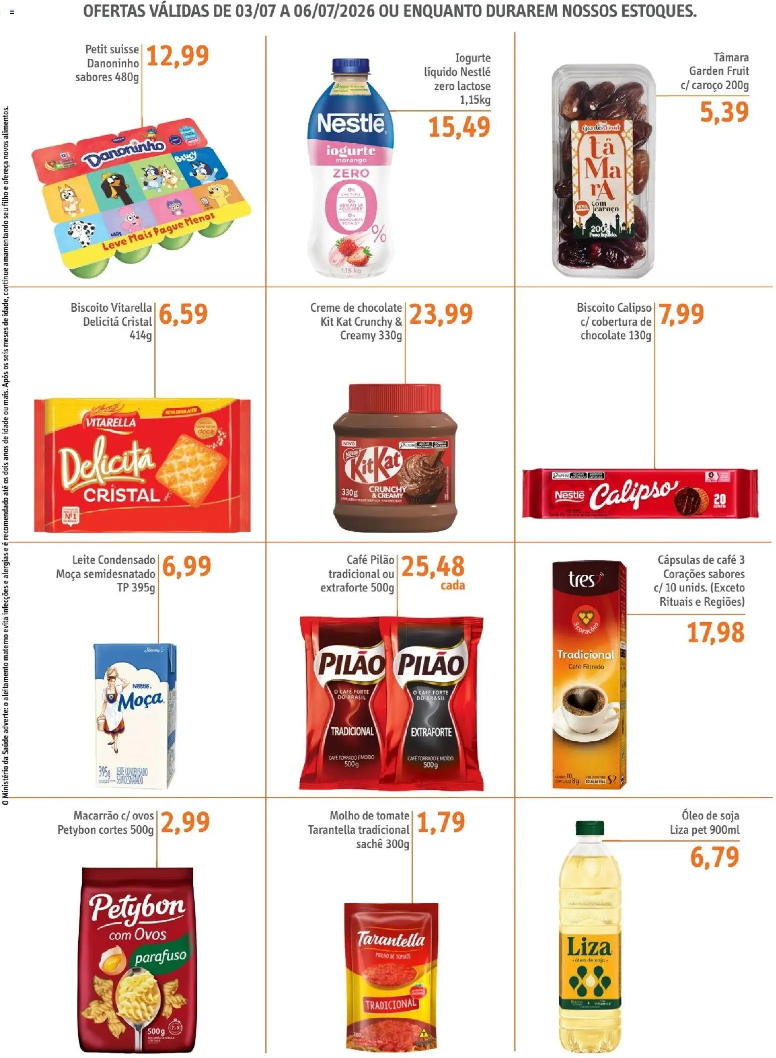 Sonda Folheto - válido de 03/07/2026 | Página: 3 | Produtos: Café, Macarrão, Café pilão, Leite condensado