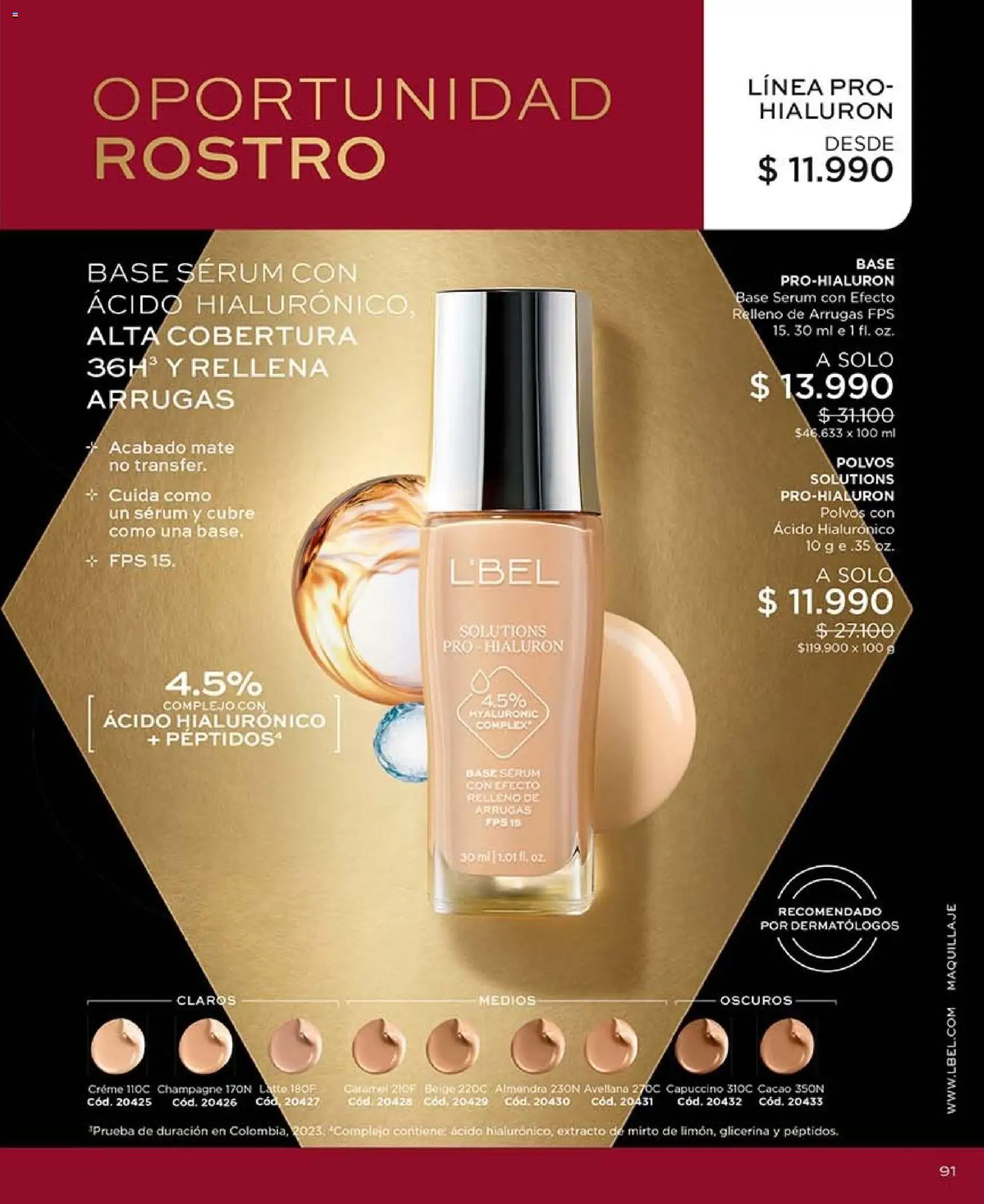 Catálogo L'Bel Campaña 16 │ válido desde el 28.09.2026 | Página: 91 | Productos: Almendra, Cacao, Maquillaje, Base