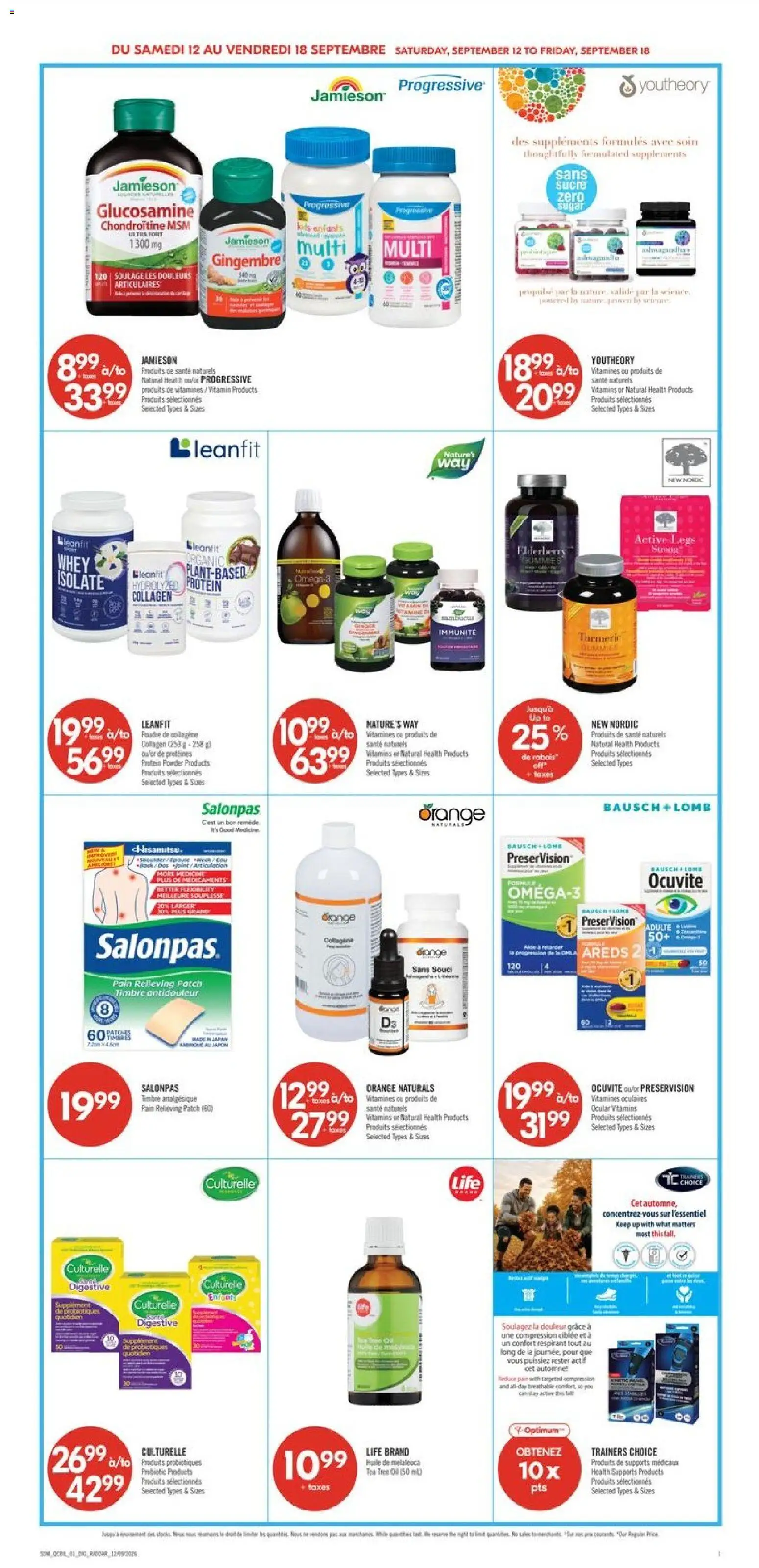 Pharmaprix flyer valid from Sep 12, 2026 | Page: 15 | Products: Tea, Protein powder, Powder, Oil