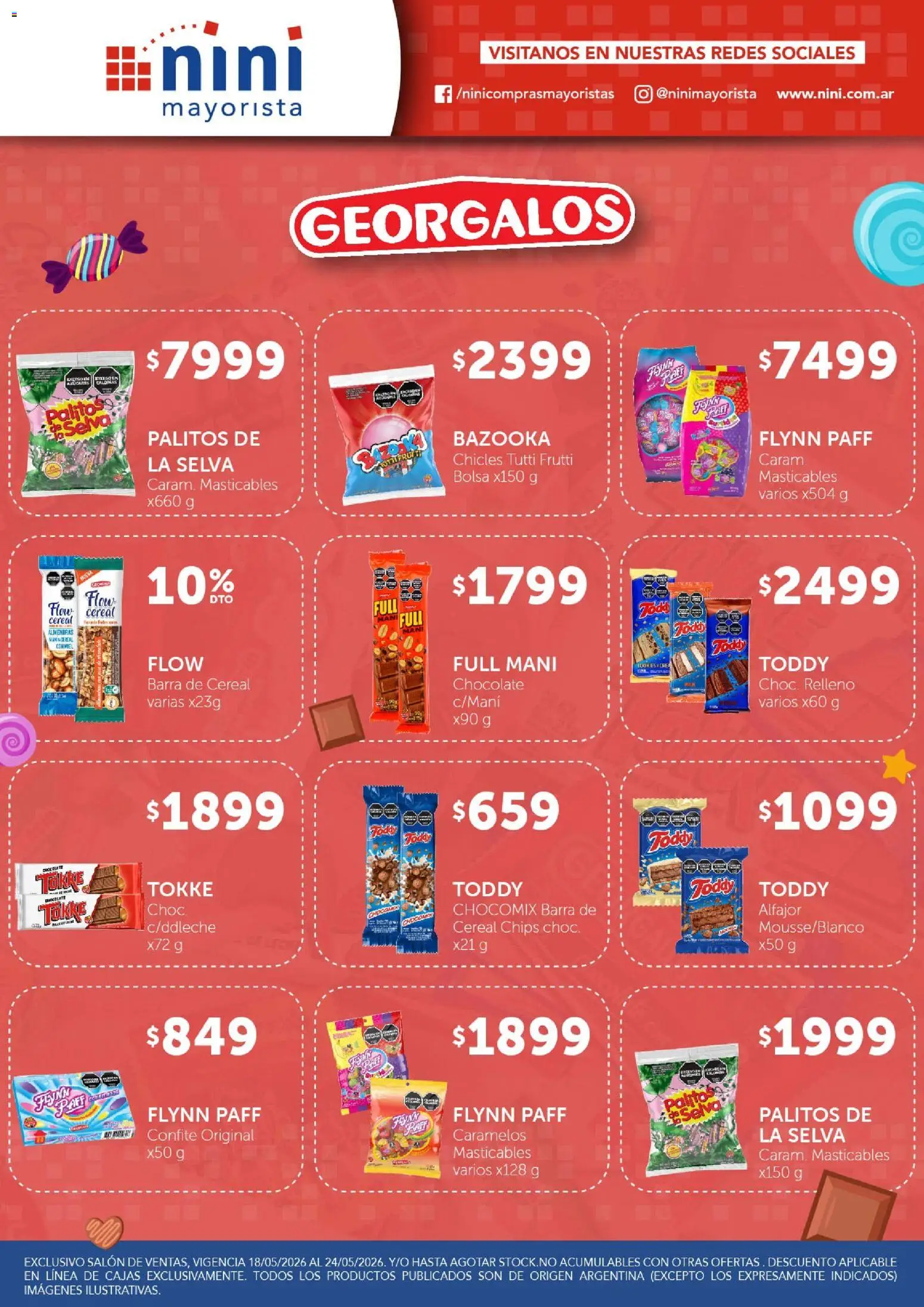NINI Mayorista SEMANA DEL ALFAJO │ válido desde el 18.05.2026 | Página: 3 | Productos: Chicles, Almendras, Mani, Chocolate