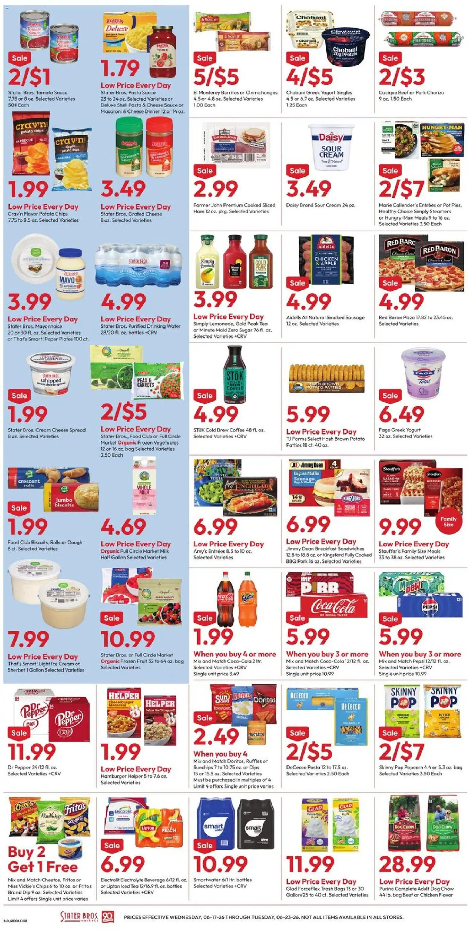 Stater Bros Weekly Ad - valid from 17.06.2026 | Page: 2 | Products: Cheese, Tea, Chips, Pepper
