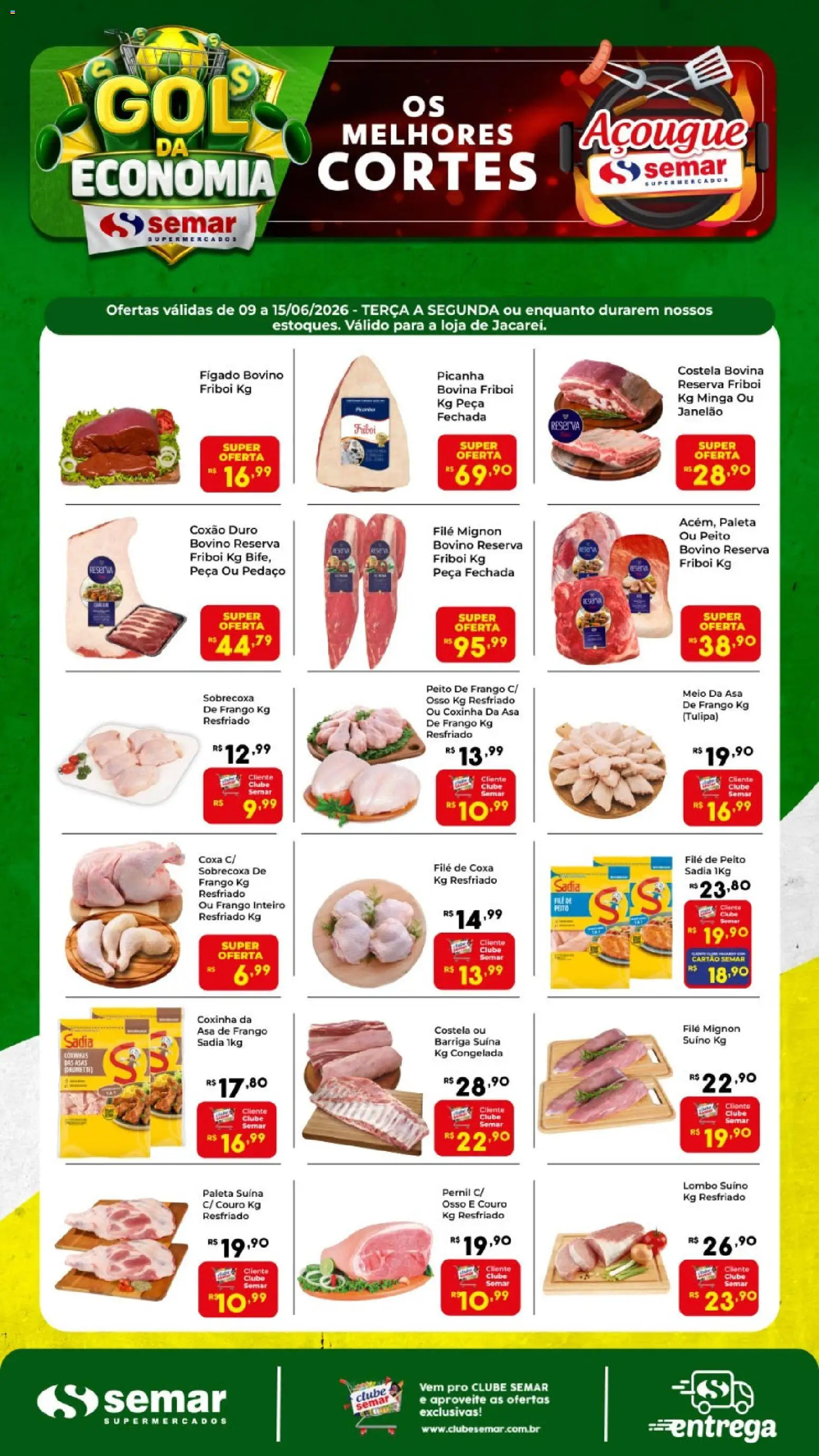 Semar Supermercado Folheto - válido de 09.06.2026 | Página: 1 | Produtos: Filé mignon, Asa de frango, Lombo, Pernil