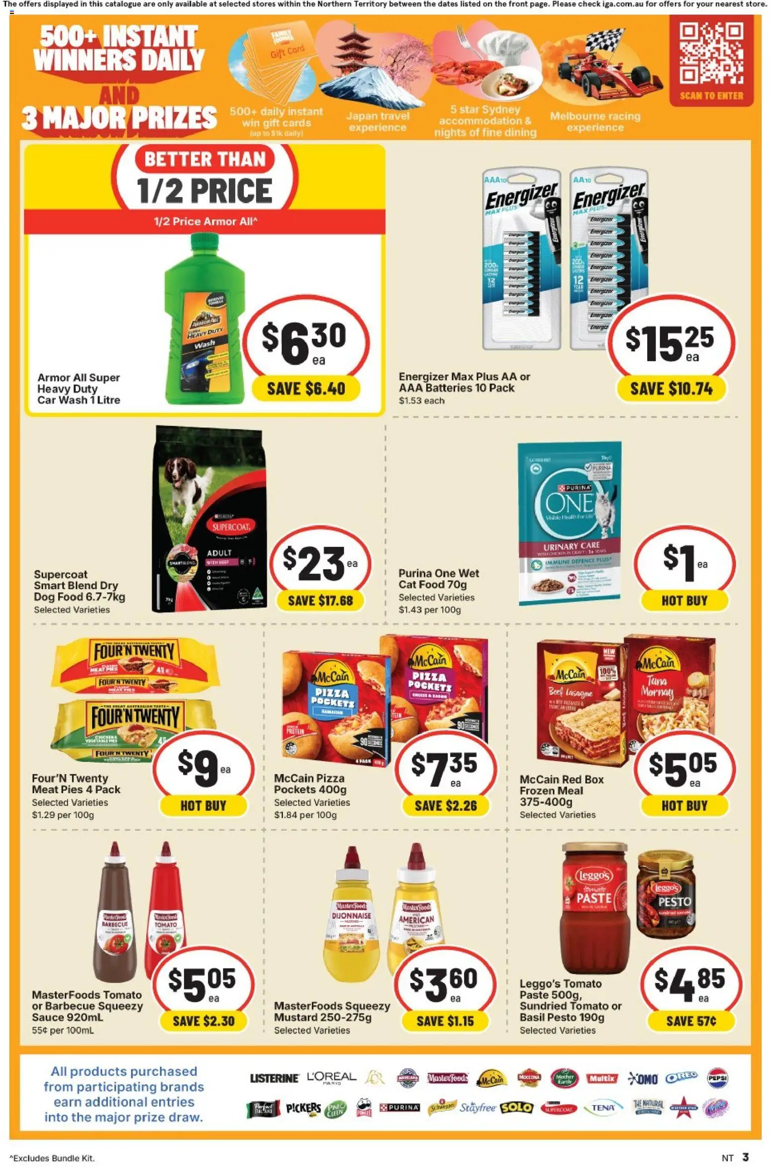 IGA catalogue - valid from 08/07/2026 | Page: 3 | Products: Pizza, Meat, Dog food, Batteries
