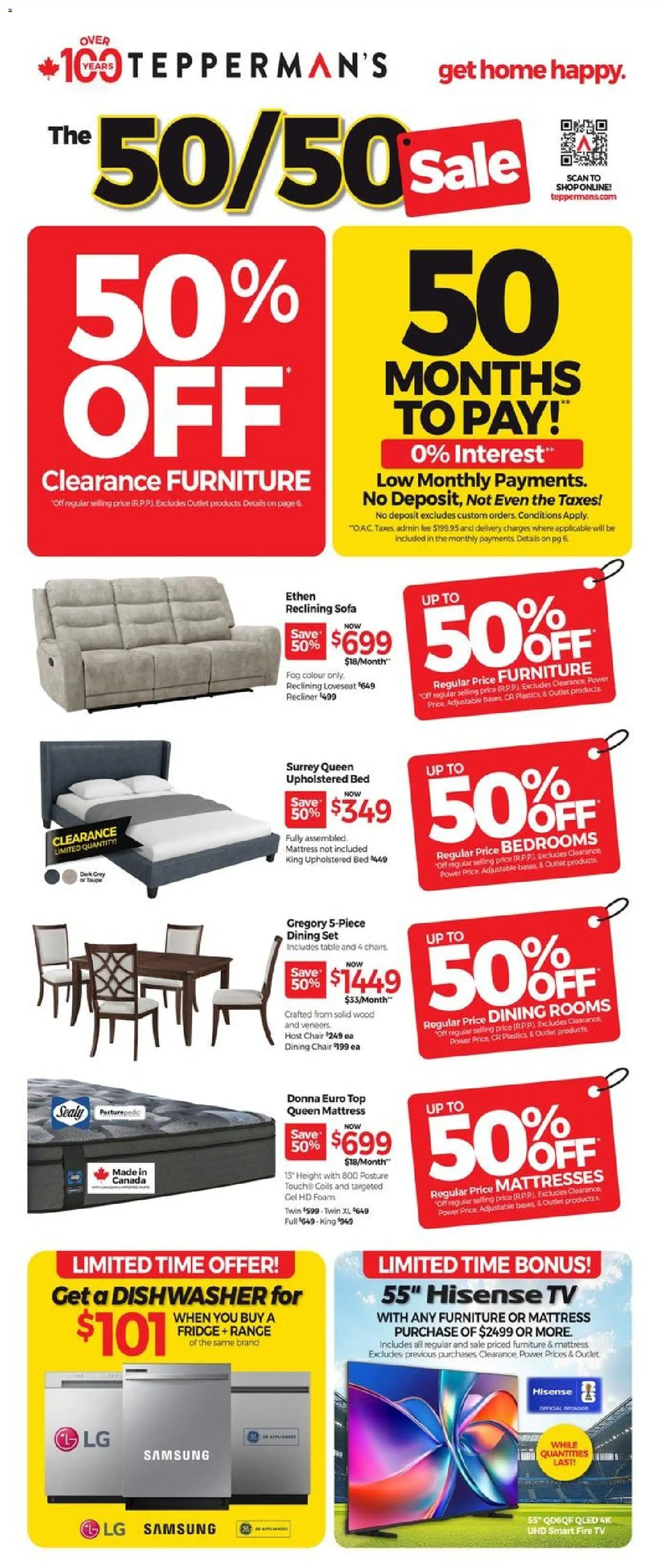 Tepperman's flyer valid from 29.05.2026 | Page: 1 | Products: Dishwasher, Bed, Sofa, Chair