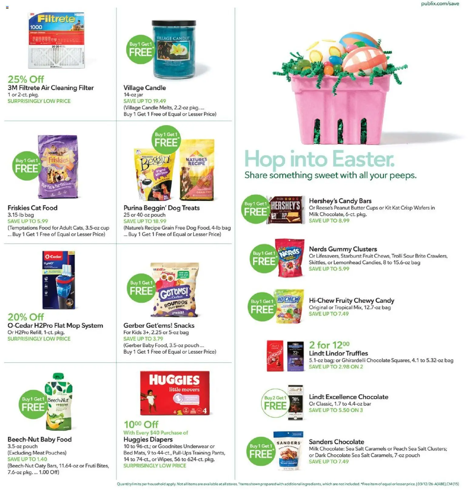 Publix Weekly Ad - valid from 11.03.2026 | Page: 15 | Products: Bed, Cat Food, Peach, Bag