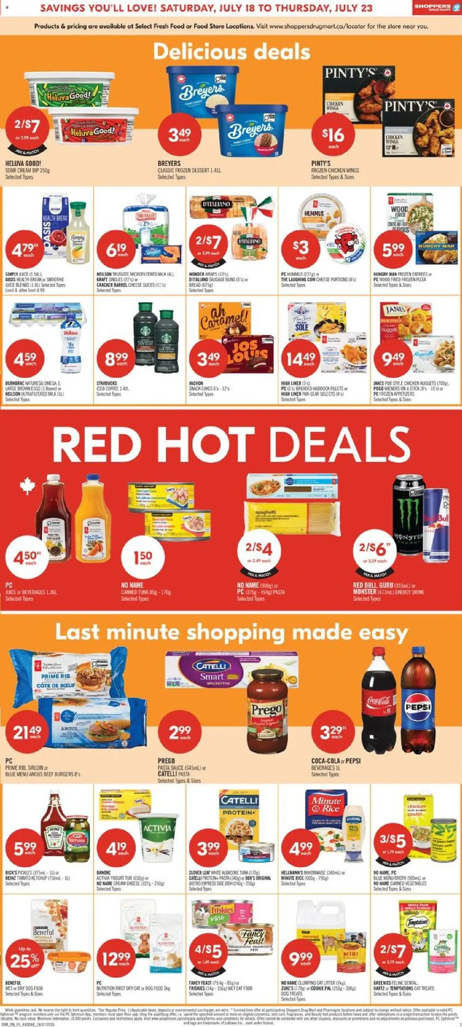 Shoppers flyer valid from Jul 17, 2026 | Page: 5 | Products: Rice, Cream, Cream cheese, Coffee