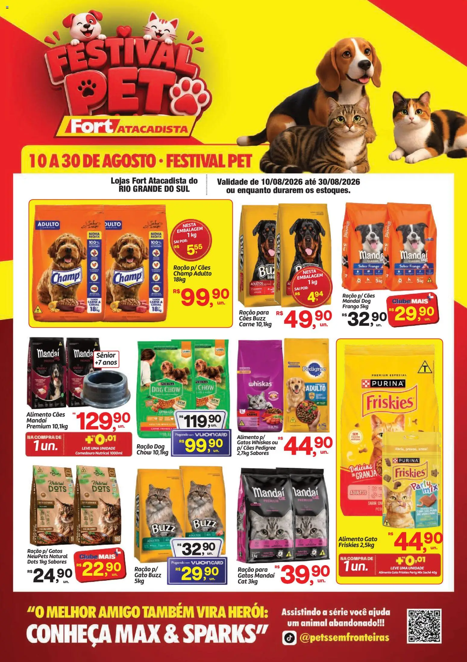 Fort Atacadista Folheto - válido de 10/08/2026 | Página: 1 | Produtos: Carne, Comedouro, Ração para gatos, Ração