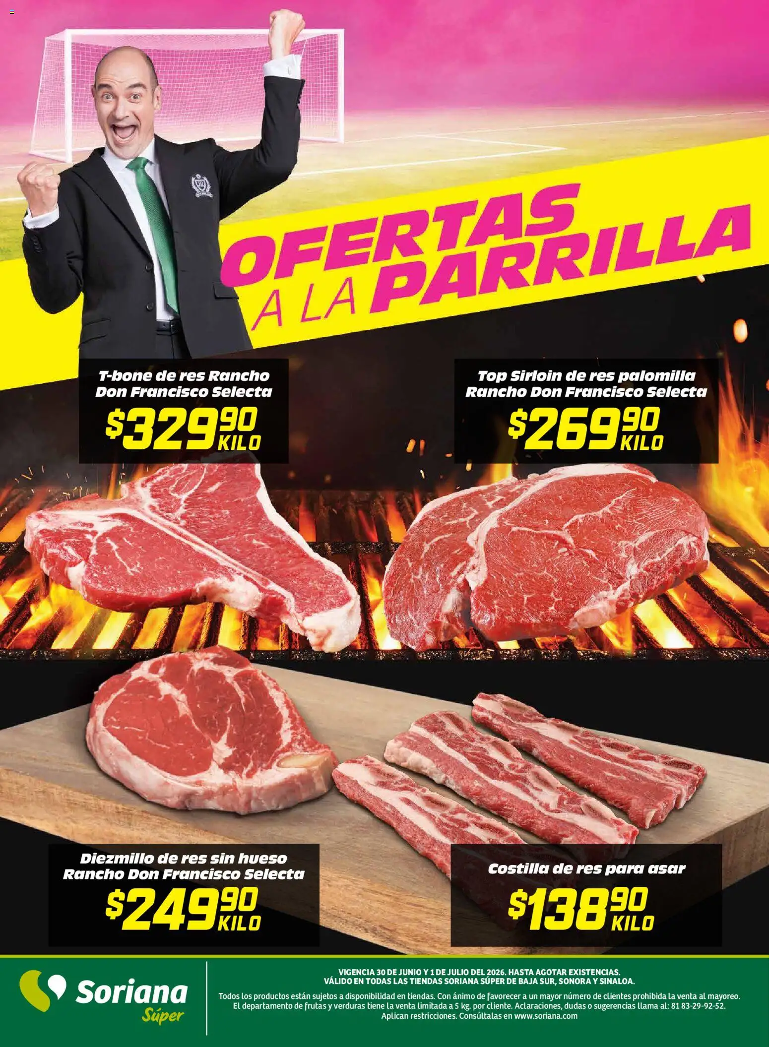 Nuevas ofertas de Soriana válidas en toda la República Mexicana desde el 30/06/2026. ¡Encuentra las mejores ofertas en Soriana Martes y Miércoles del Campo Súper: BCS, Son y Sin! | Página: 6 | Productos: Res, Parrilla, Top