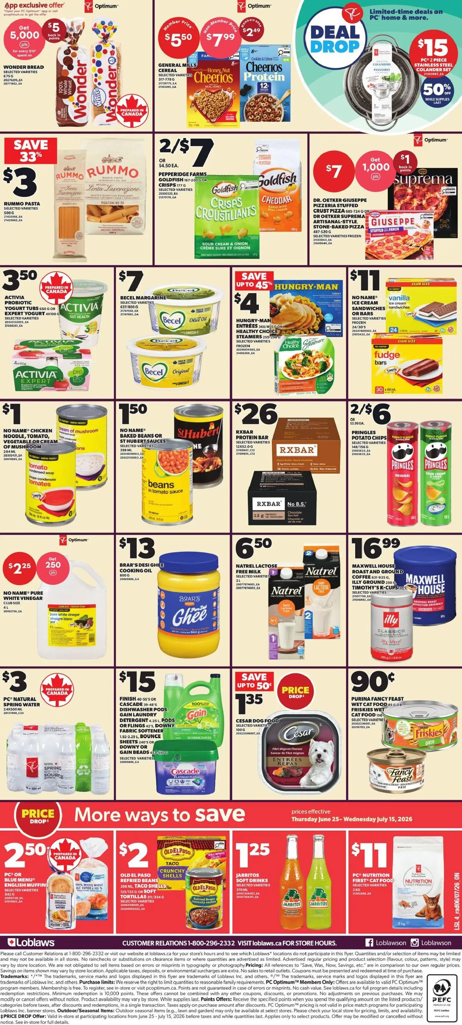 Loblaws flyer valid from Jul 9, 2026 | Page: 3 | Products: Cream, Cookies, Milk, Cheese