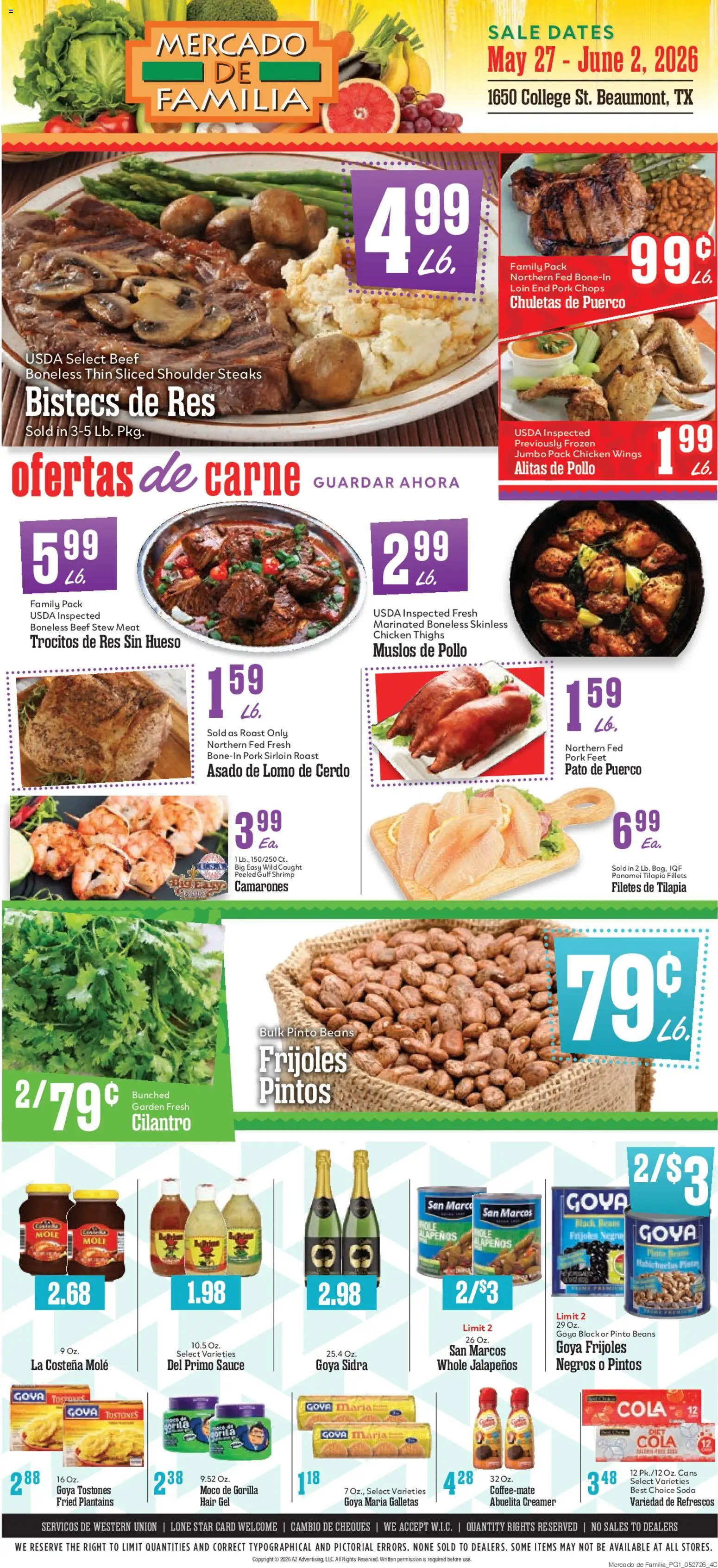 Market Basket Mercado de Familia - valid from 27.05.2026 | Page: 1 | Products: Pork, Beef, Sauce
