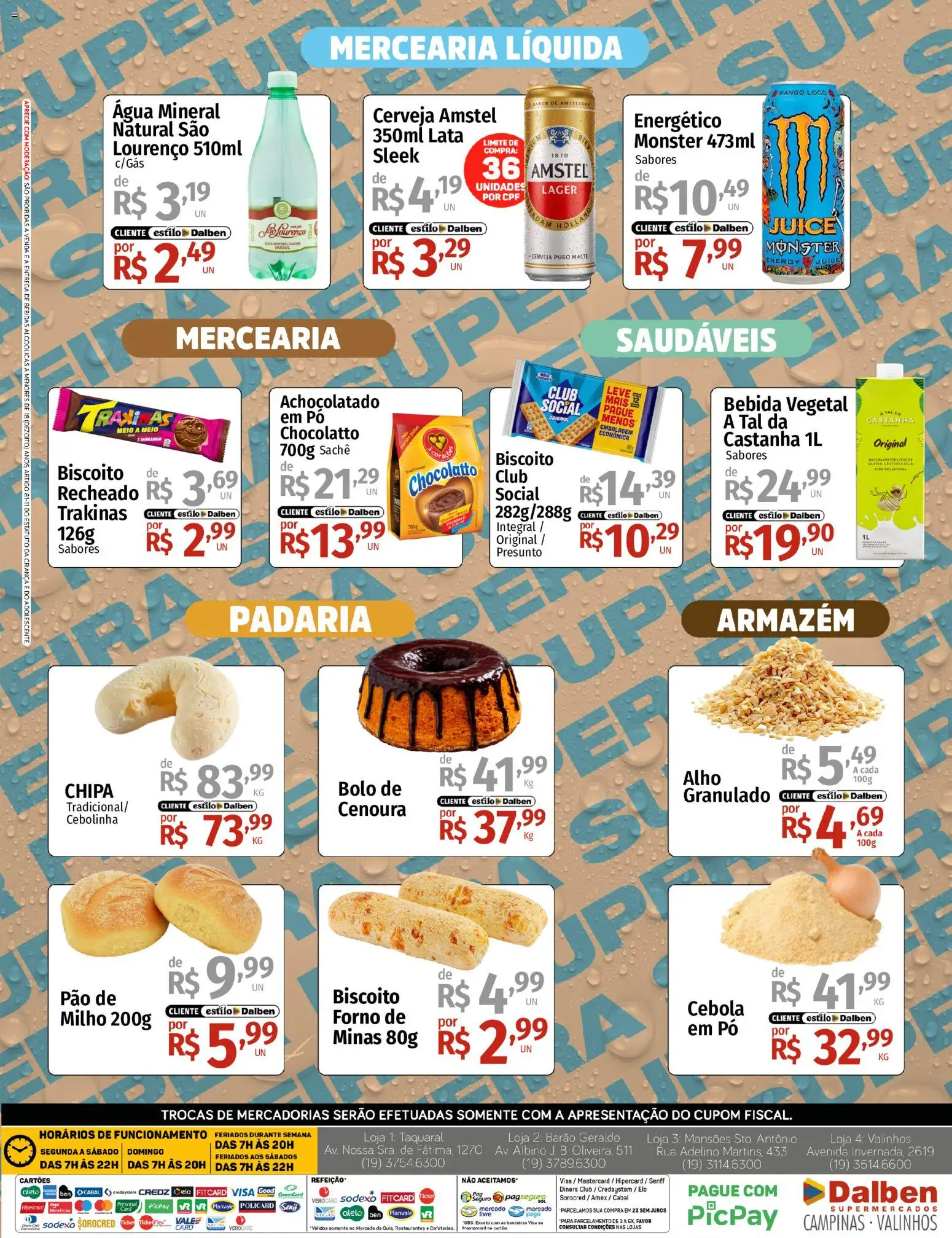 Supermercado Dalben Folheto - válido de 21/09/2026 | Página: 4 | Produtos: Cebola, Bebidas, Pão, Bebida