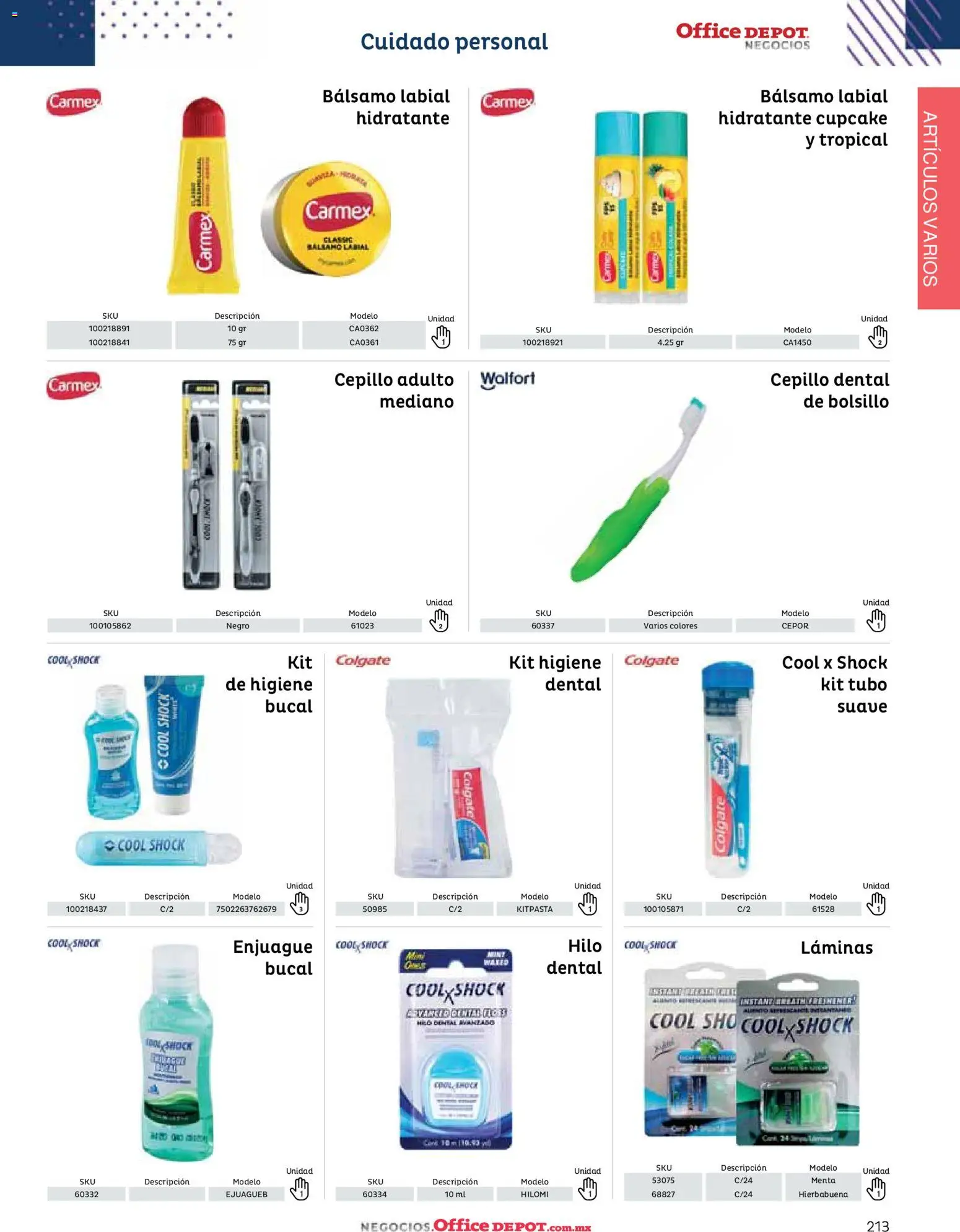 Nuevas ofertas de Office Depot válidas en toda la República Mexicana desde el 12/01/2026. ¡Encuentra las mejores ofertas en Office Depot catálogo 2026! | Página: 215 | Productos: Cepillo, Bálsamo, Bálsamo labial