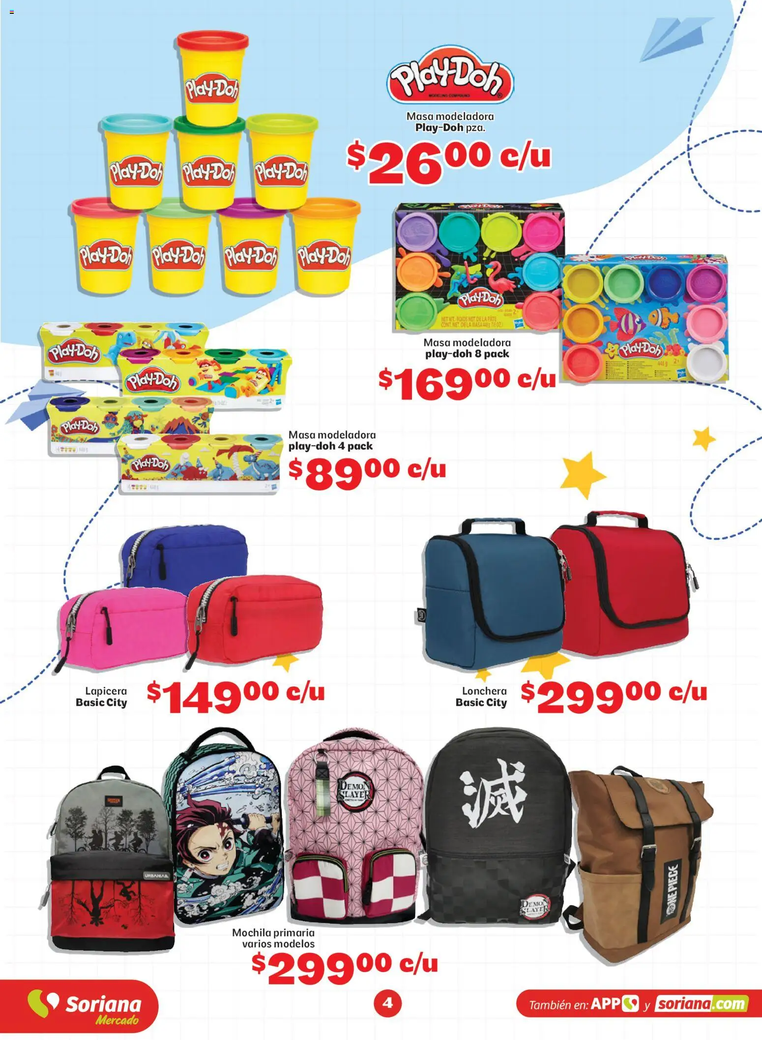 Nuevas ofertas de Soriana válidas en toda la República Mexicana desde el 20/07/2026. ¡Encuentra las mejores ofertas en Soriana Más útiles más ahorro Mercado Nacional! | Página: 4 | Productos: Mochila