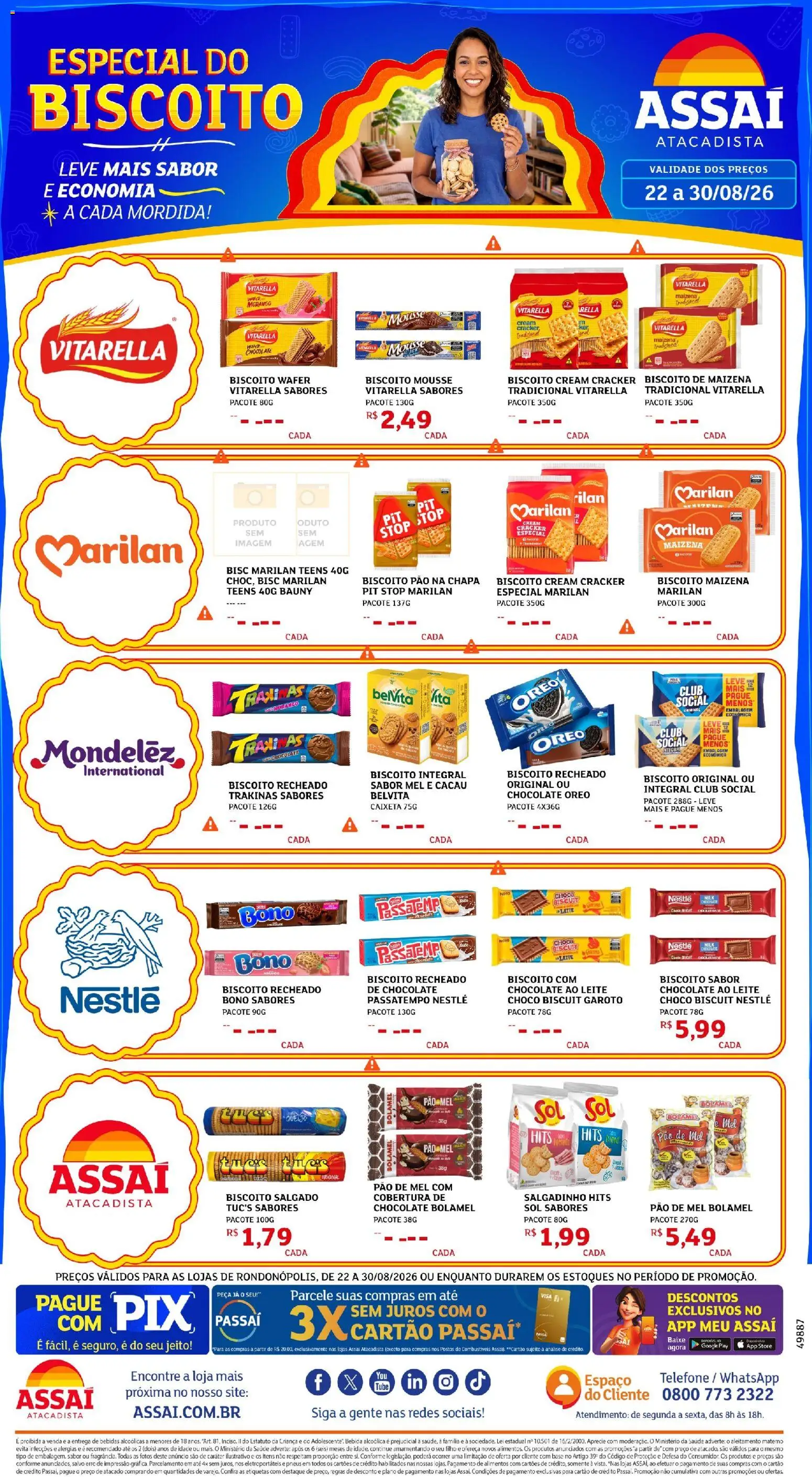 Assaí Atacadista Folheto - válido de 22/08/2026 | Página: 1 | Produtos: Bebidas, Pão, Mel, Telefone