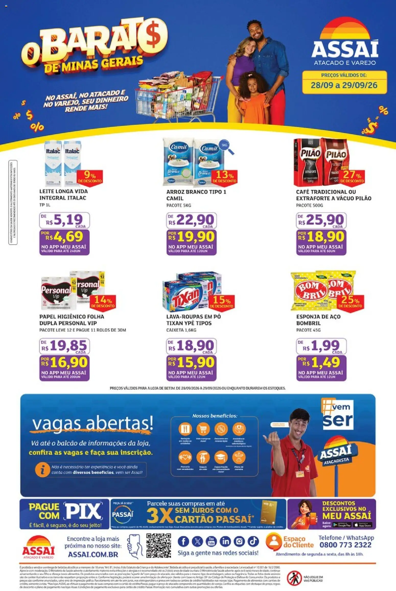 Assaí Atacadista Folheto - válido de 28/09/2026 | Página: 1 | Produtos: Esponja, Café, Base, Esponja de aço
