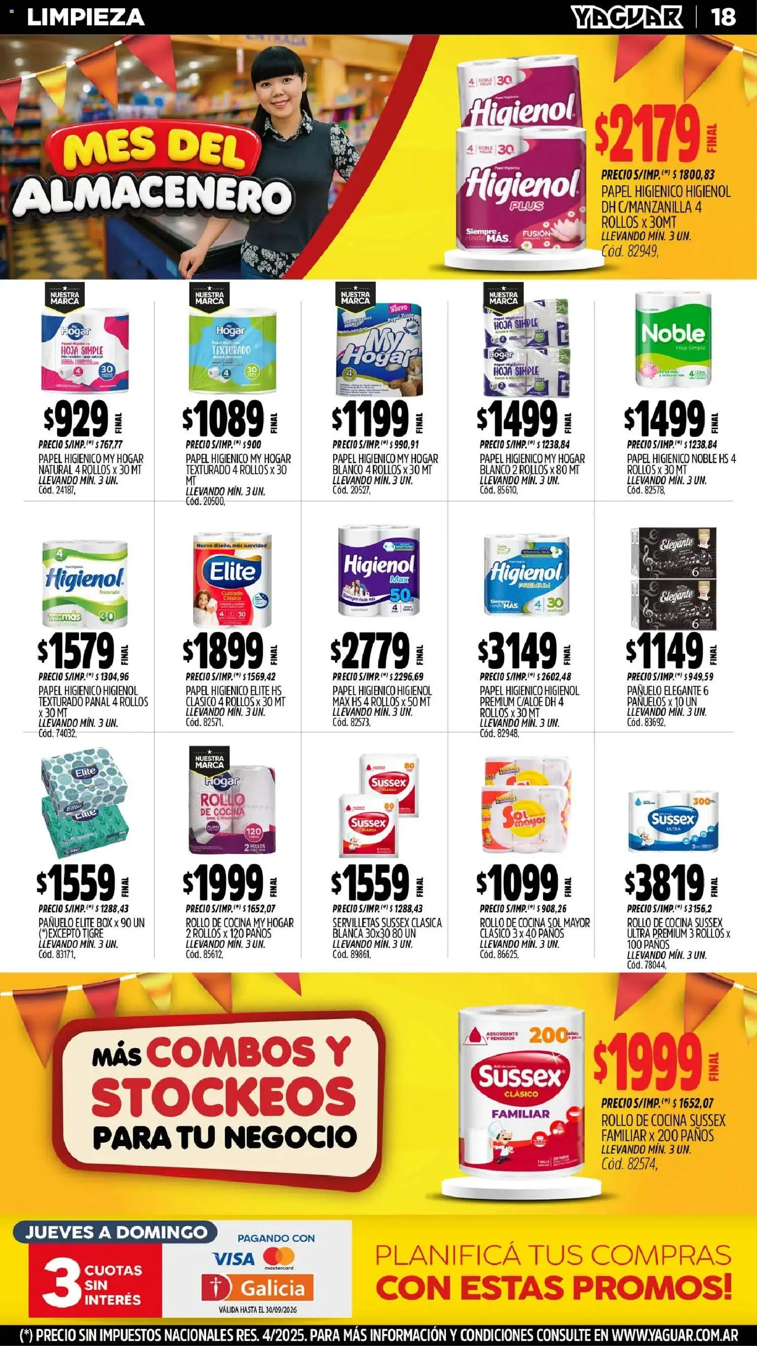Yaguar - Oferta Semanal Córdoba │ válido desde el 31/08/2026 | Página: 18 | Productos: Papel higiénico, Pañuelo, Cocina, Servilletas