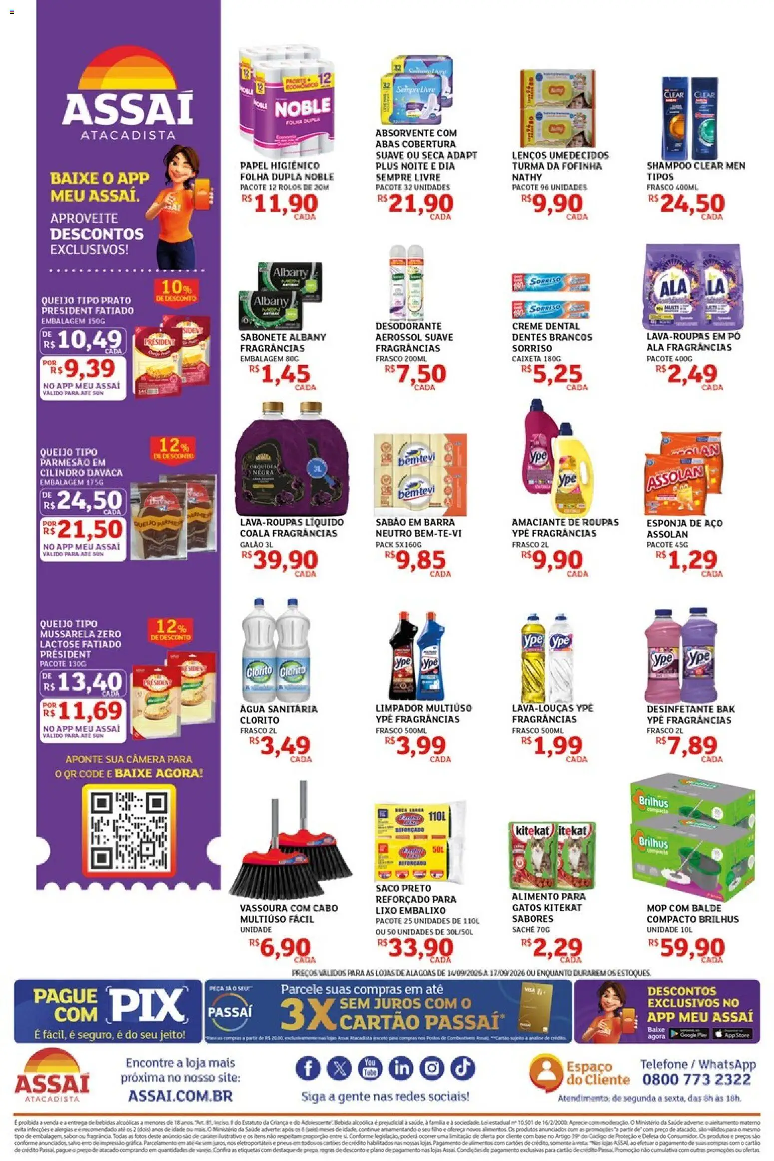 Assaí Atacadista Folheto - válido de 14/09/2026 | Página: 2 | Produtos: Lenços umedecidos, Sabão, Desodorante, Bebidas