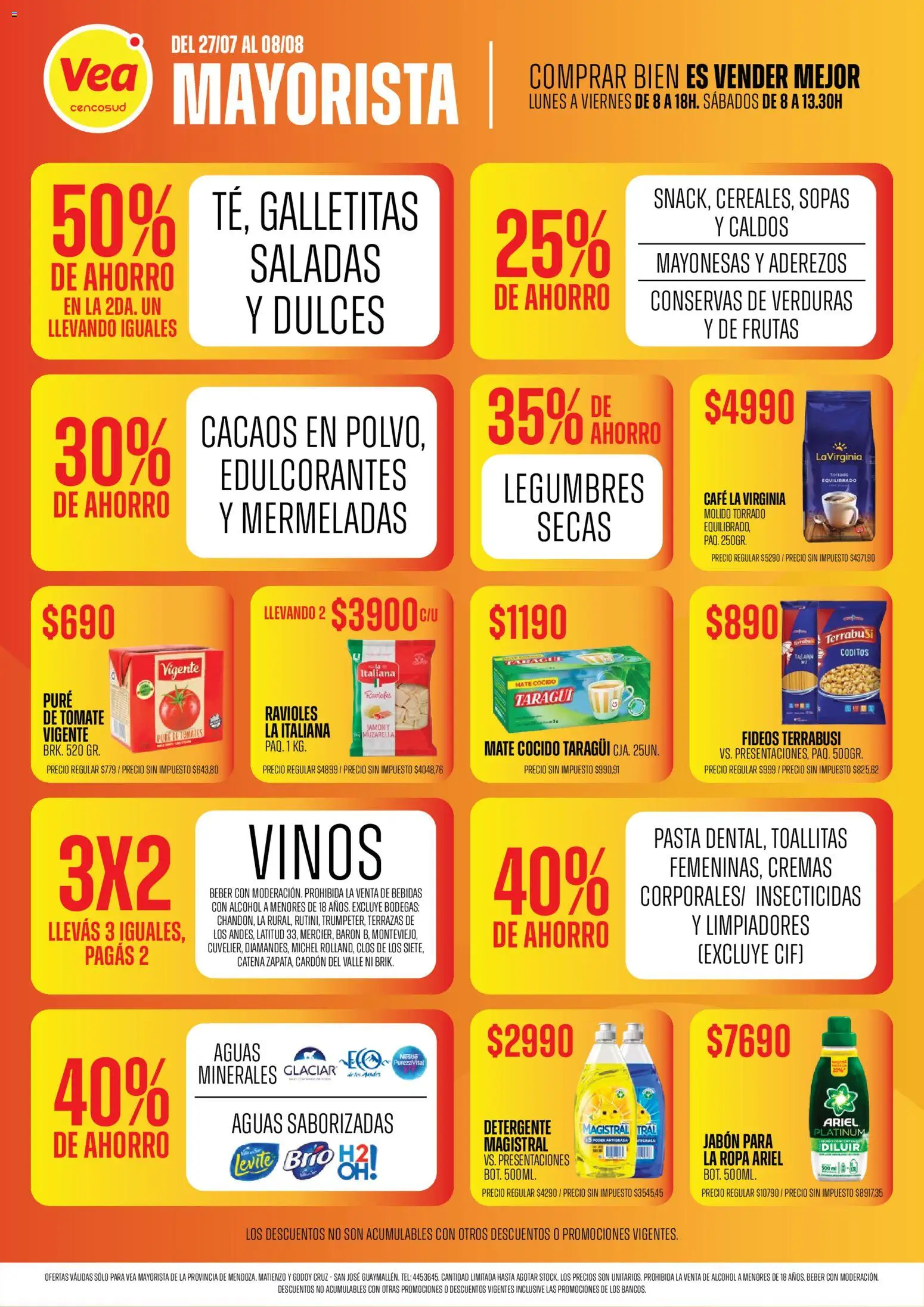 Vea - Vea mayorista de Mendoza │ válido desde el 27/07/2026 | Página: 1 | Productos: Mate, Tomate, Fideos, Mate cocido