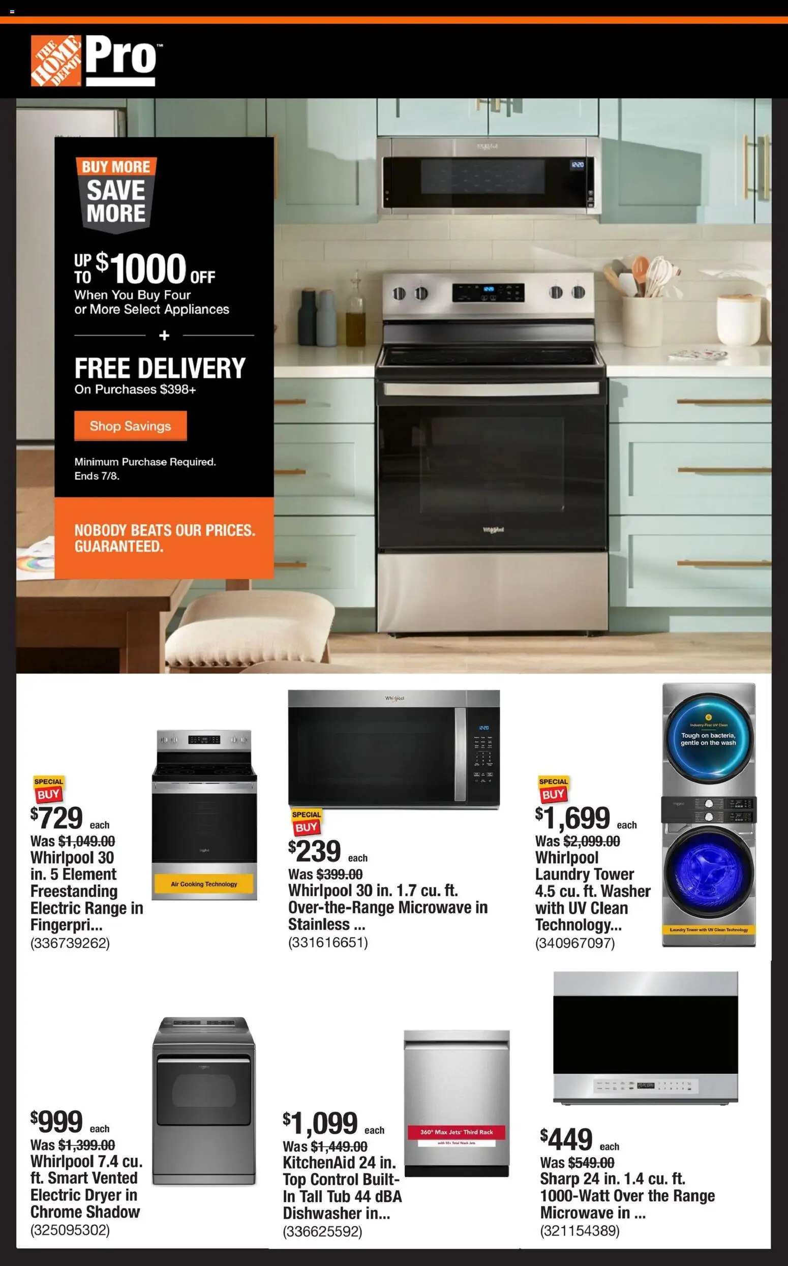 Home Depot Shop Pro Ad - CA - valid from 06/29/2026 | Page: 1 | Products: Microwave, Washer, Dryer, Dishwasher