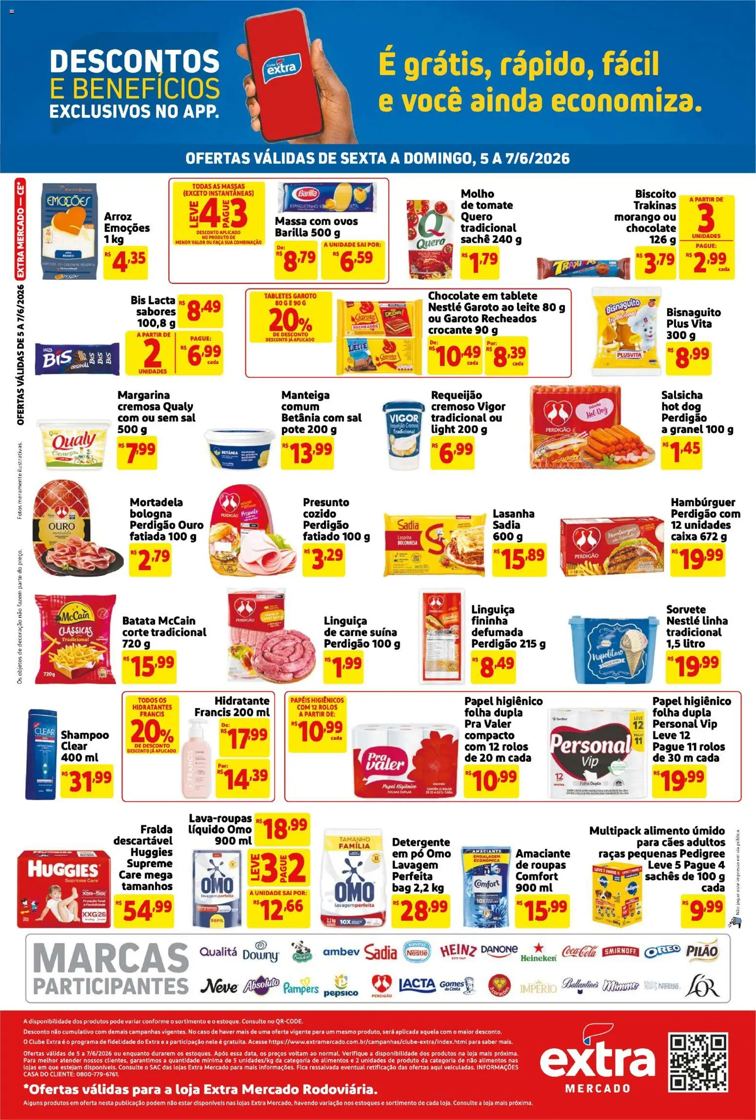 Extra Folheto - válido de 05.06.2026 | Página: 2 | Produtos: Leite, Faca, Hambúrguer, Margarina