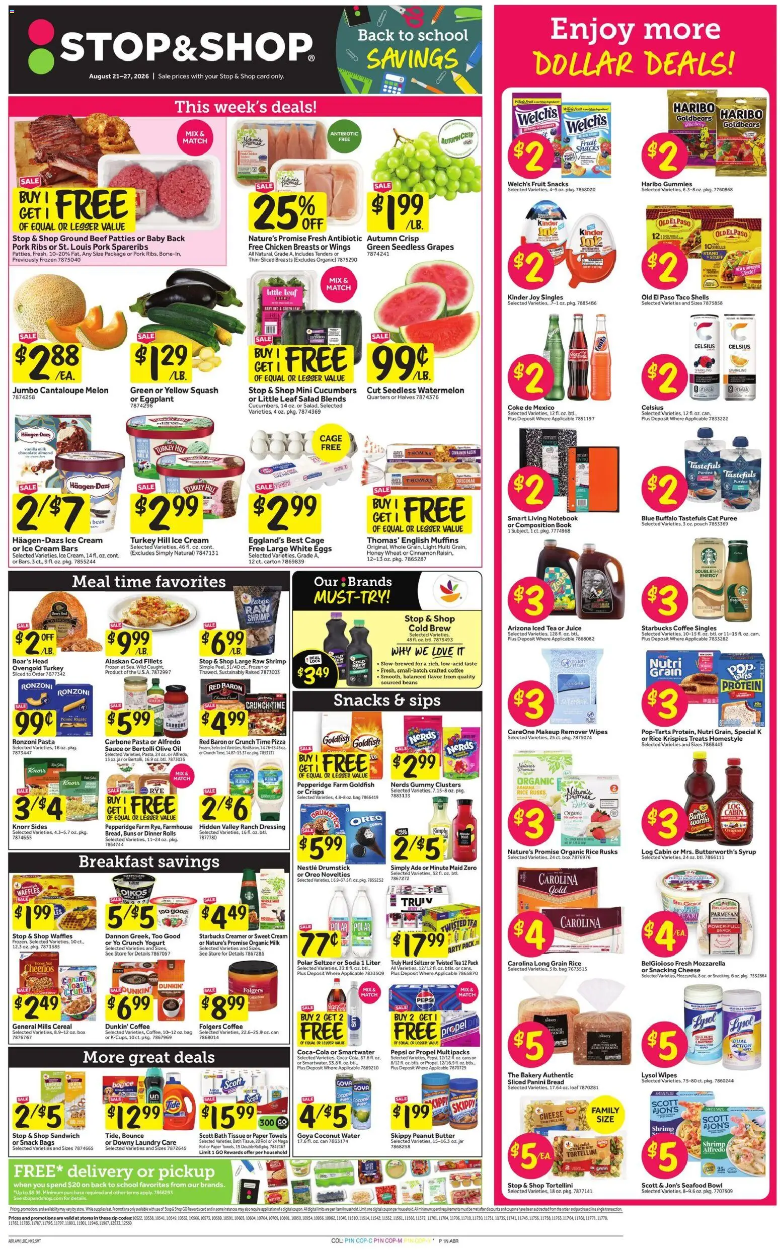 Stop & Shop Weekly Circular - NY - valid from 08/21/2026 | Page: 1 | Products: Pin, Pizza, Sauce, Mozzarella
