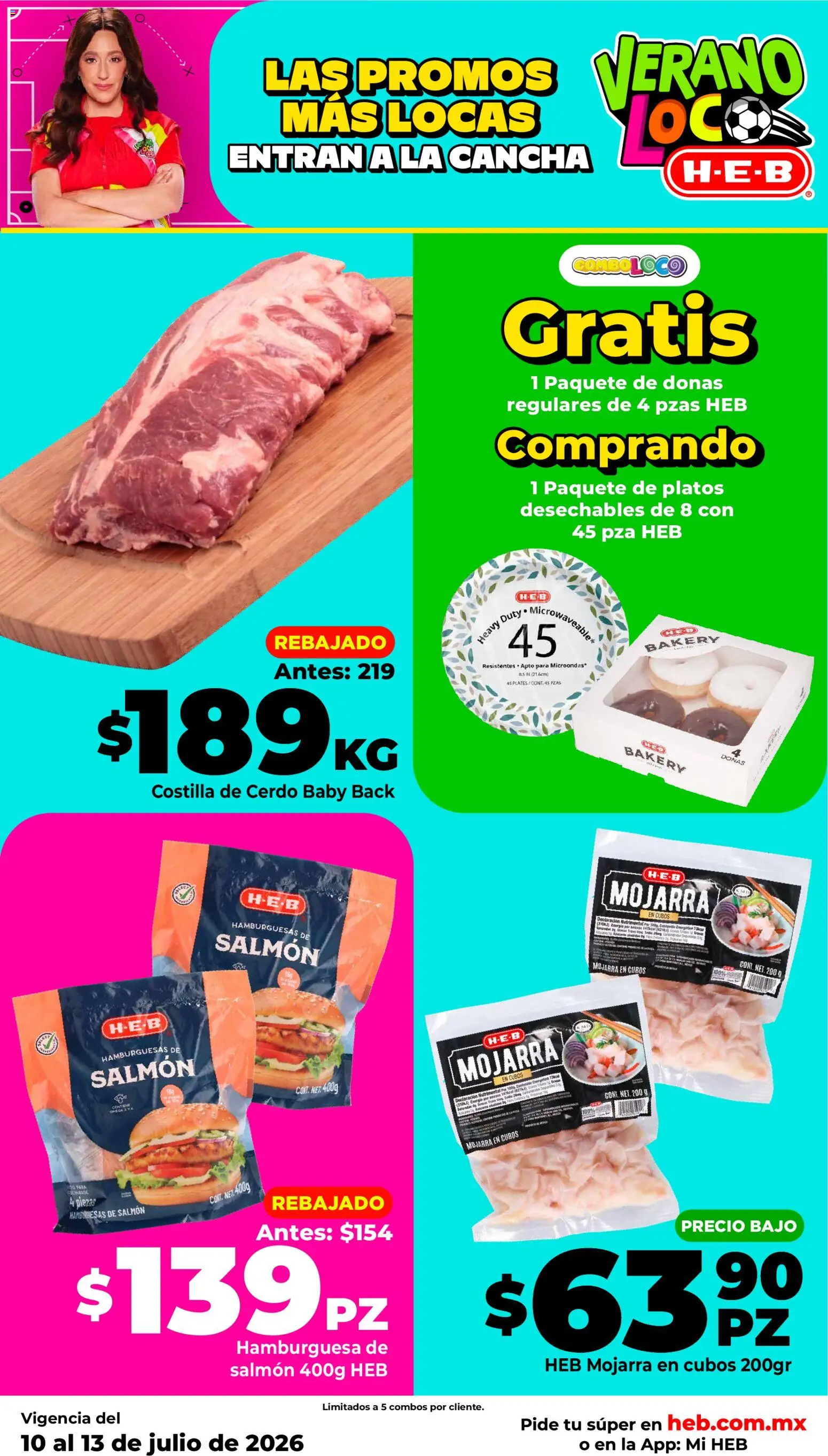 Nuevas ofertas de H-E-B válidas en toda la República Mexicana desde el 10/07/2026. ¡Encuentra las mejores ofertas en H-E-B folleto! | Página: 13 | Productos: Cerdo