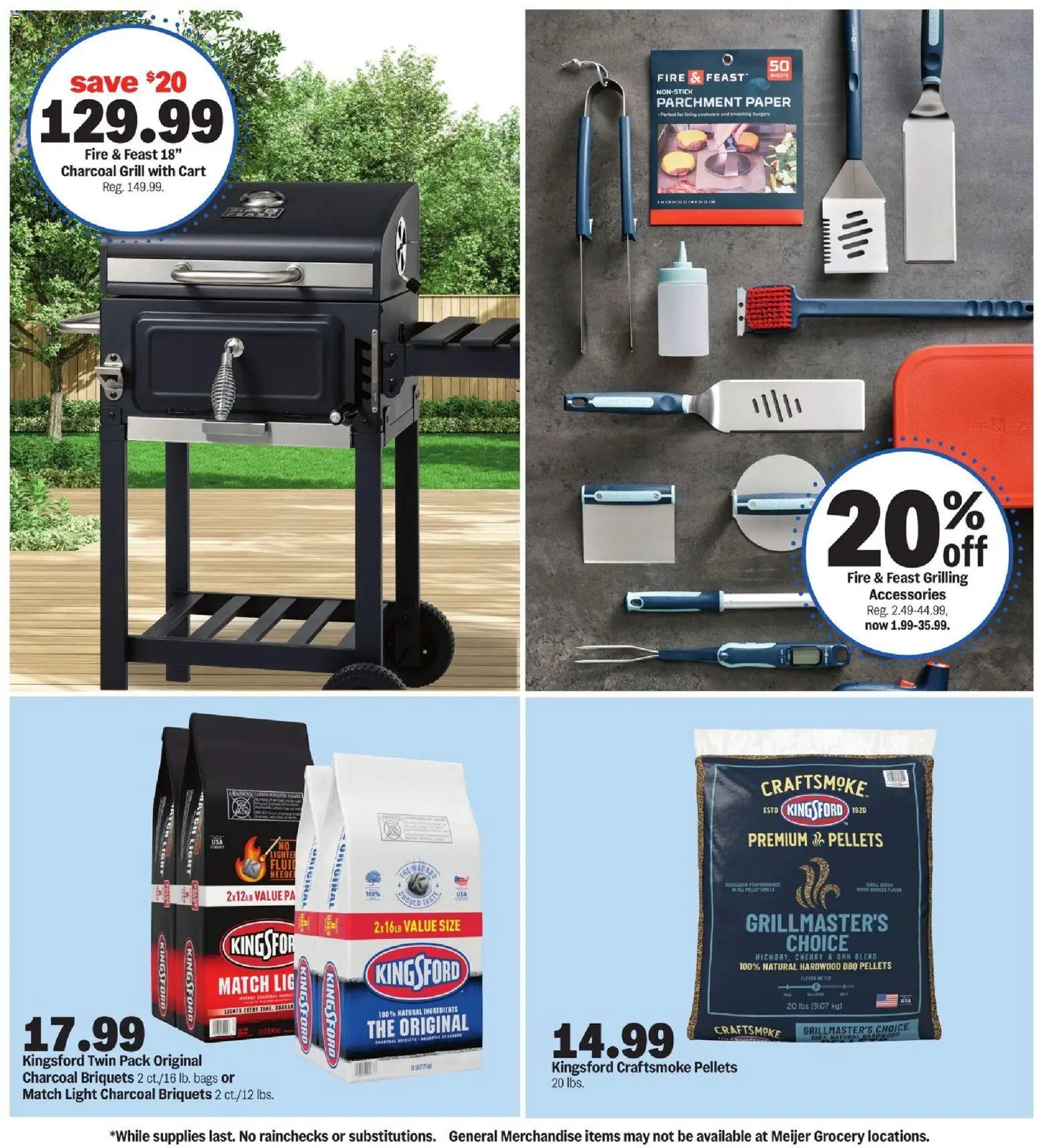 Meijer College Vibes Real Low Prices - valid from 08/12/2026 | Page: 13 | Products: Charcoal, Lighter, Parchment paper, Grill