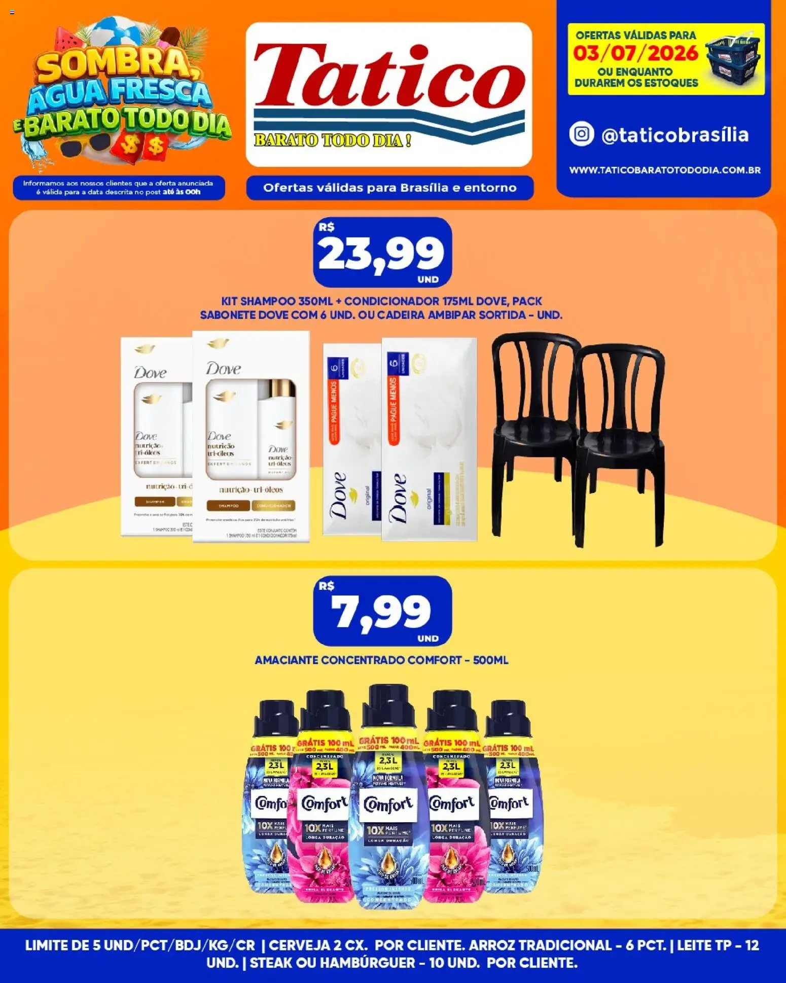 Tatico Folheto - válido de 03/07/2026 | Página: 9 | Produtos: Shampoo, Leite, Hambúrguer, Amaciante