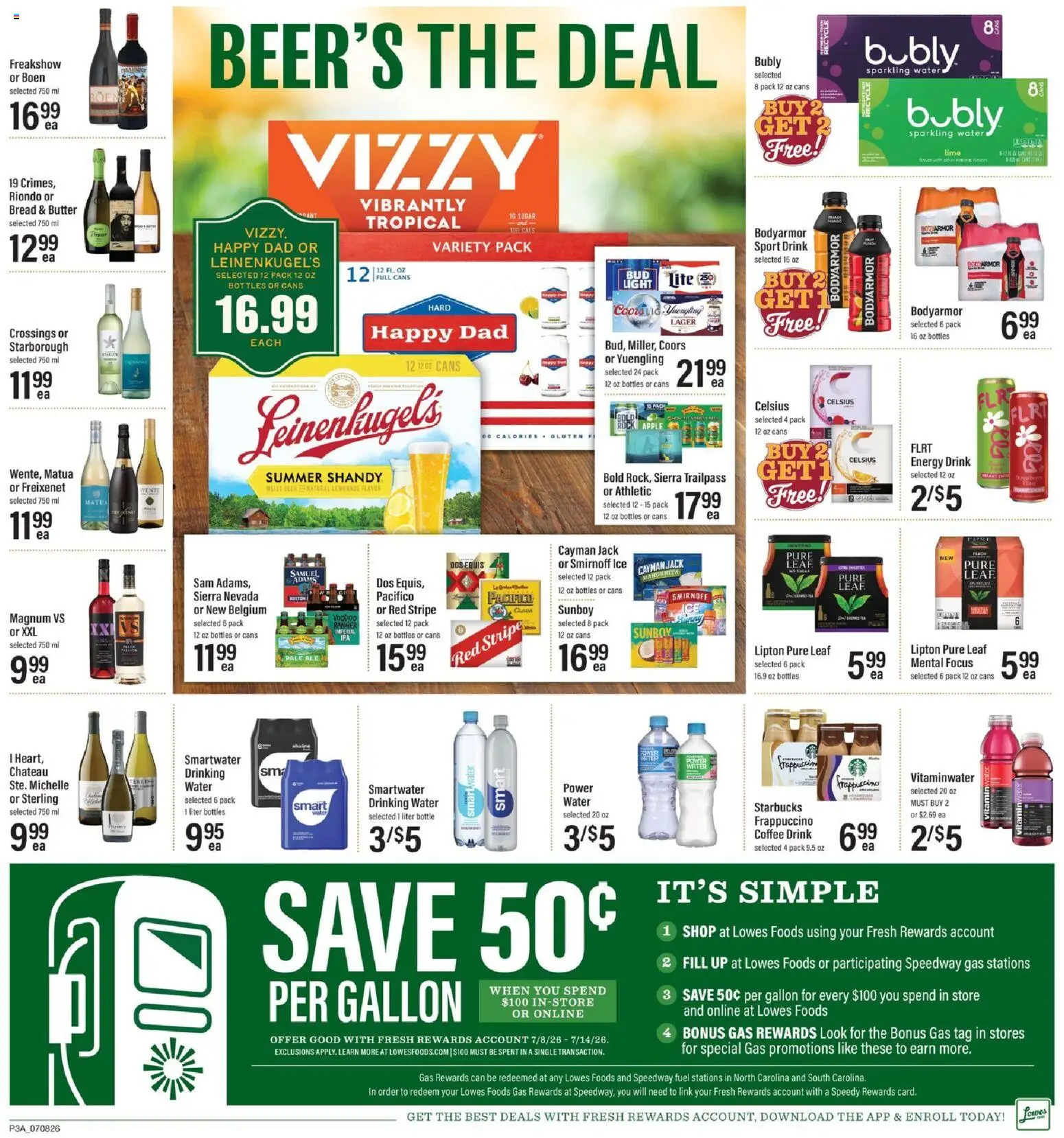 Lowes Foods Weekly Ad - valid from 07/08/2026 | Page: 4 | Products: Butter, Beer, Water, Sugar