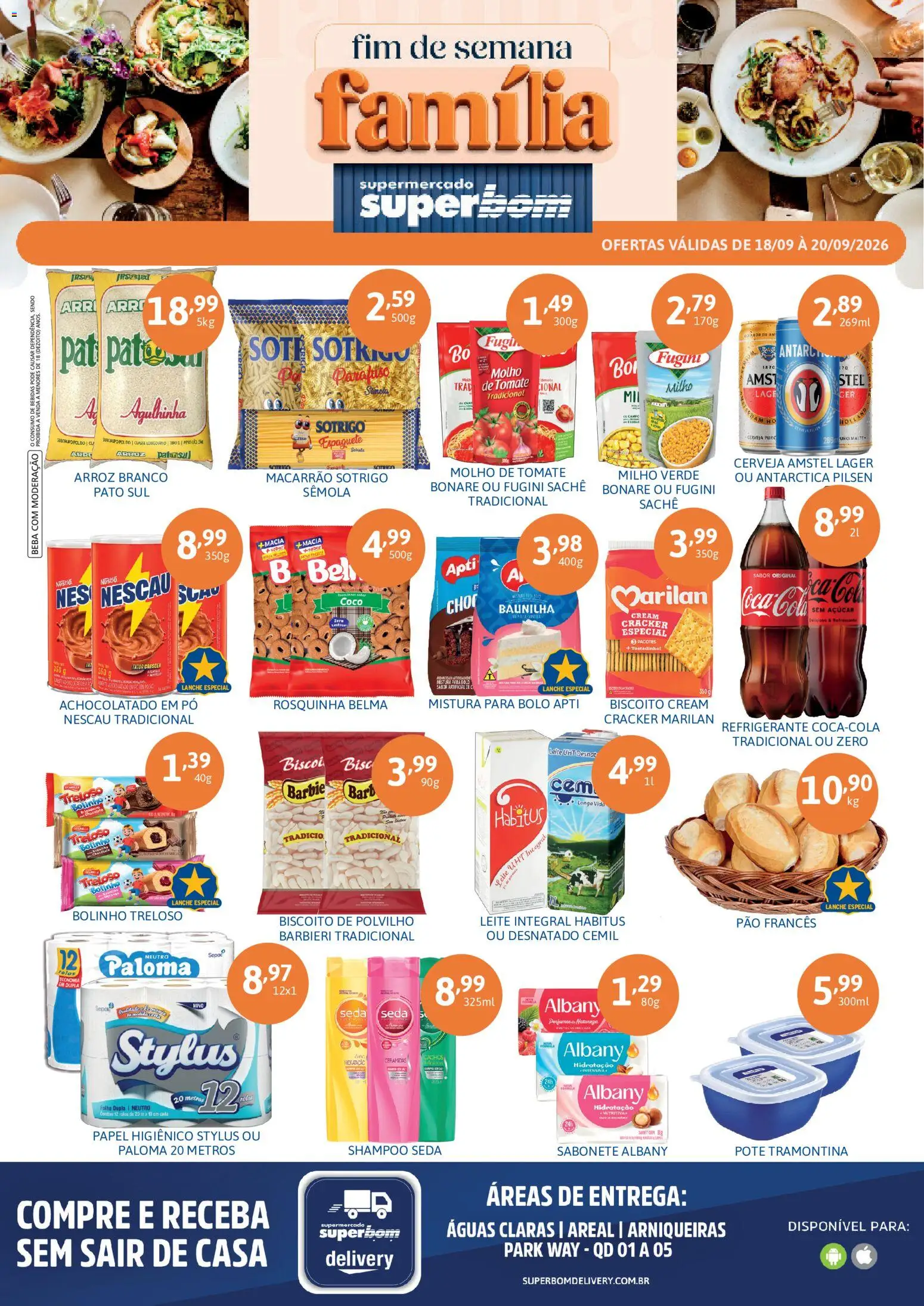 Superbom Folheto - válido de 18/09/2026 | Página: 1 | Produtos: Leite integral, Milho verde, Bebidas, Sabonete