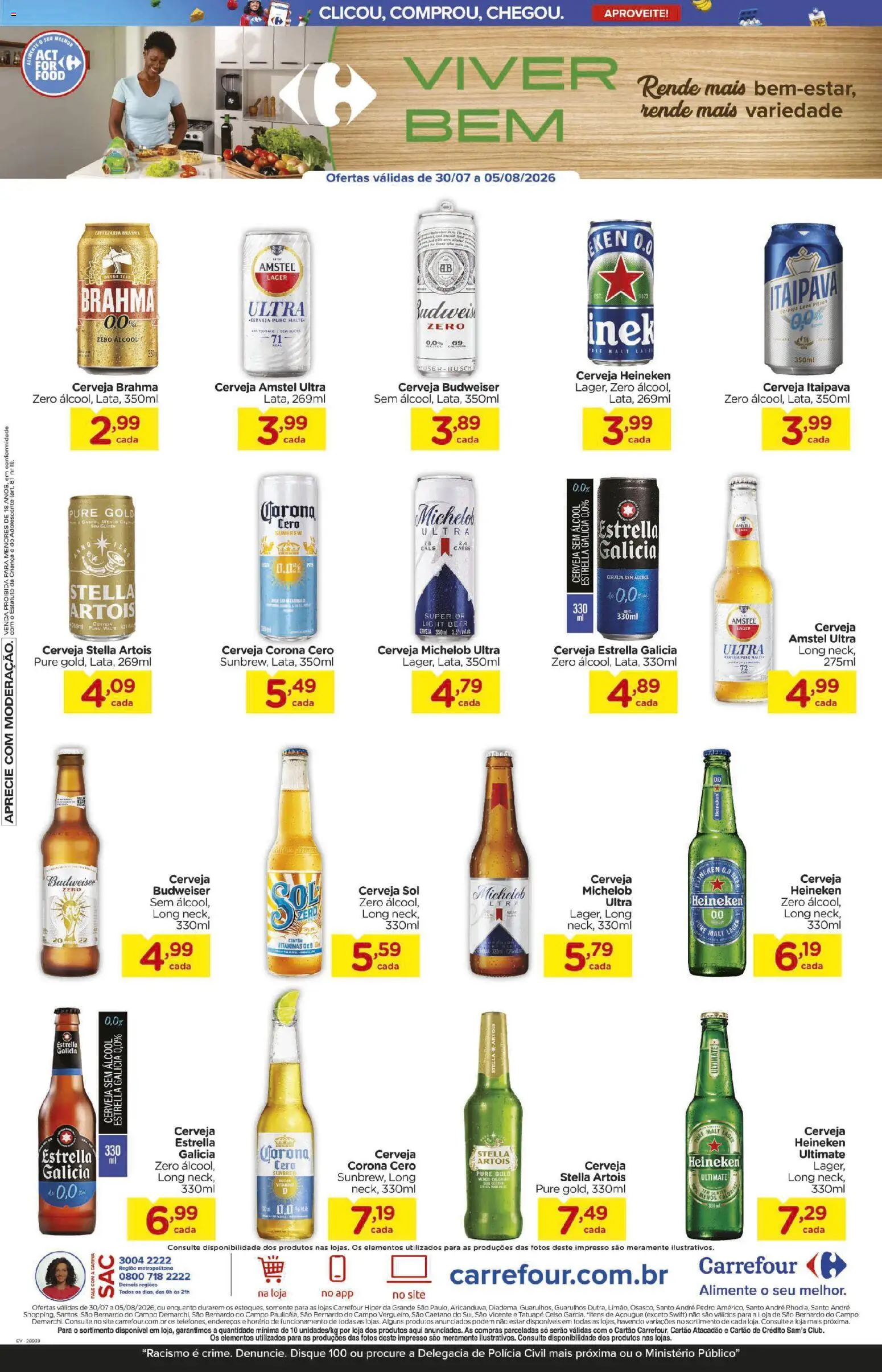 Carrefour Folheto - válido de 30/07/2026 | Página: 4 | Produtos: Cerveja, Cerveja Heineken, Heineken