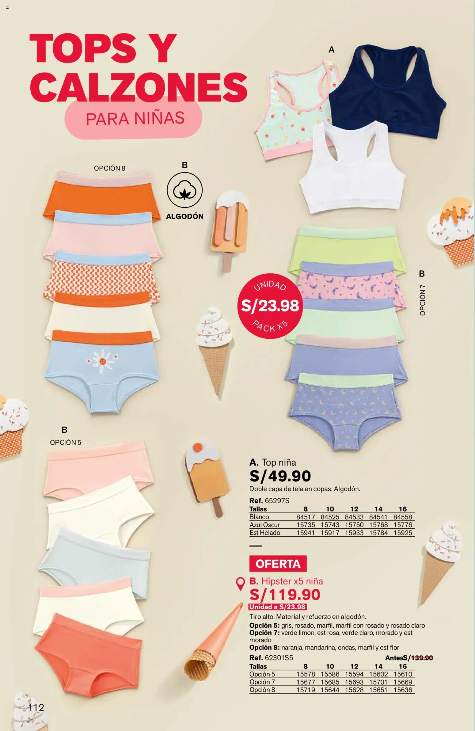 Catálogo Leonisa válido desde 24/08/2026 | Página: 112 | Productos: Helado, Algodón