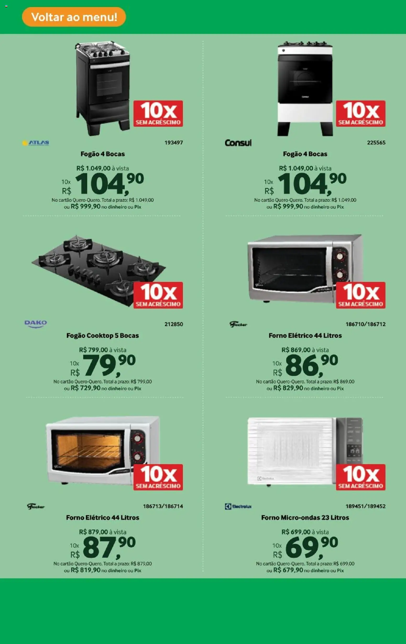 Lojas Quero-Quero Folheto - válido de 16.03.2026 | Página: 3 | Produtos: Fogão, Forno elétrico, Cooktop, Microondas