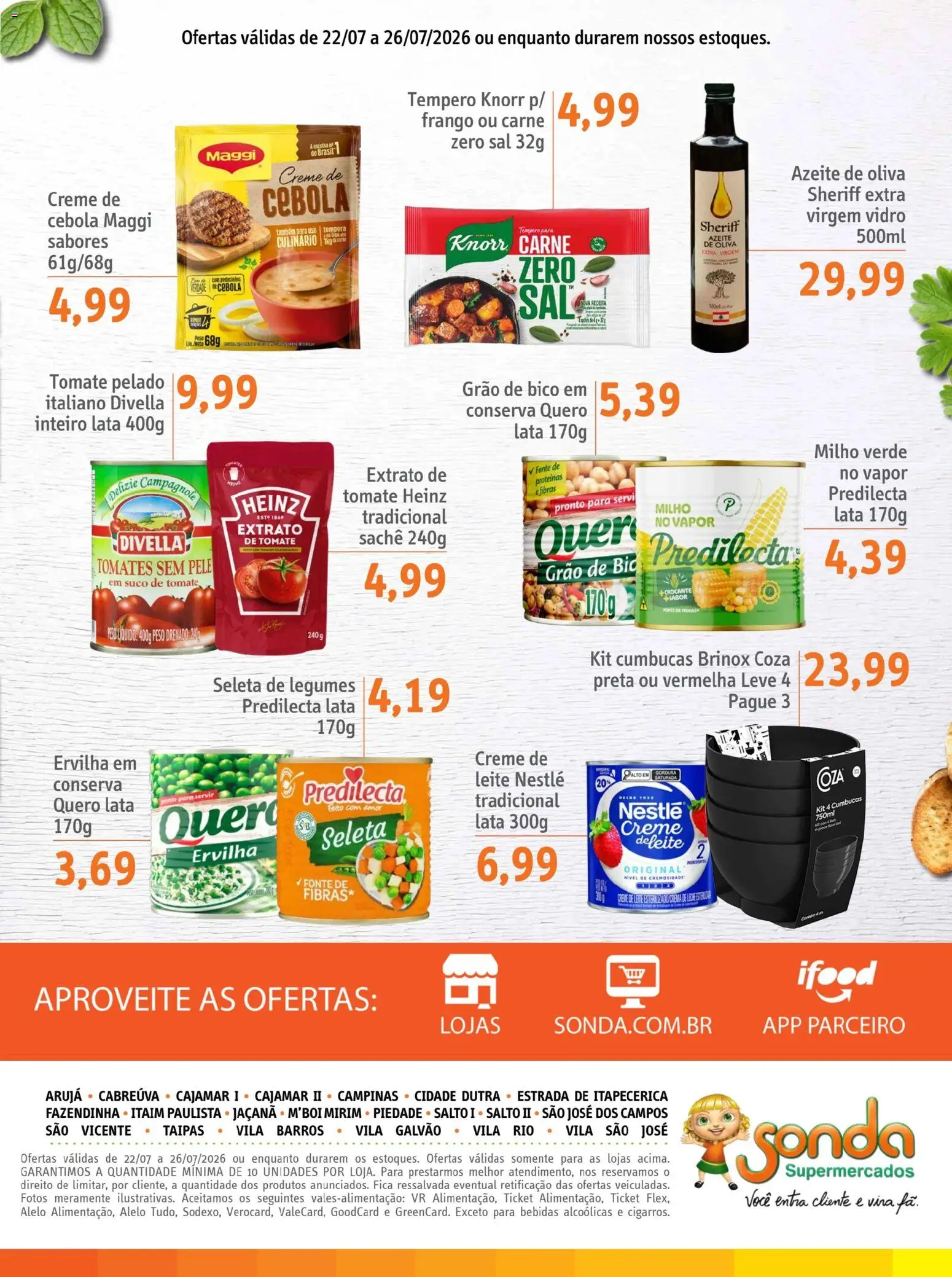 Sonda Folheto - válido de 22/07/2026 | Página: 5 | Produtos: Ervilha, Creme, Knorr, Sal