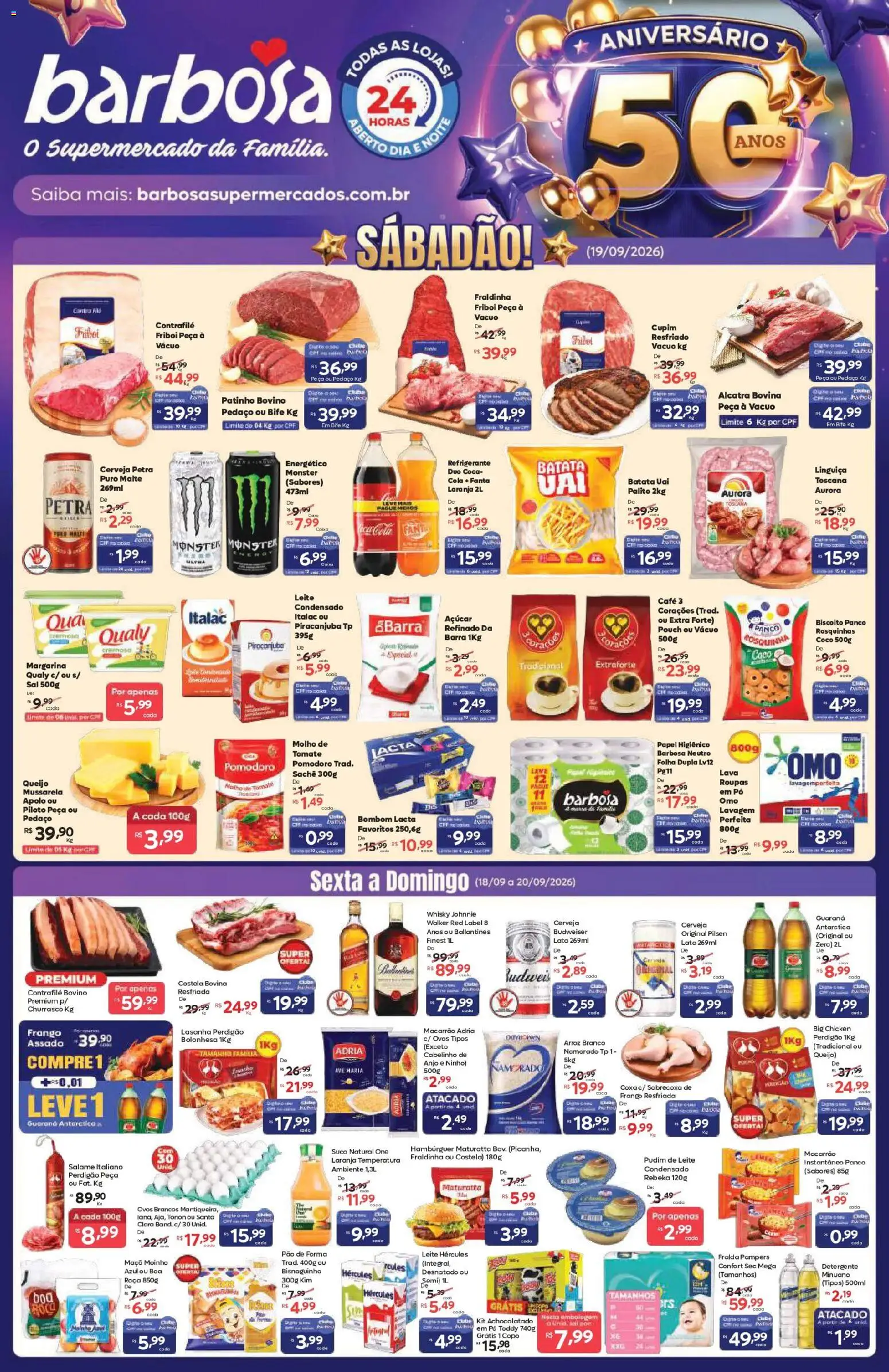 Barbosa Supermercados Folheto - válido de 18/09/2026 | Página: 1 | Produtos: Whisky, Linguiça, Queijo, Leite condensado