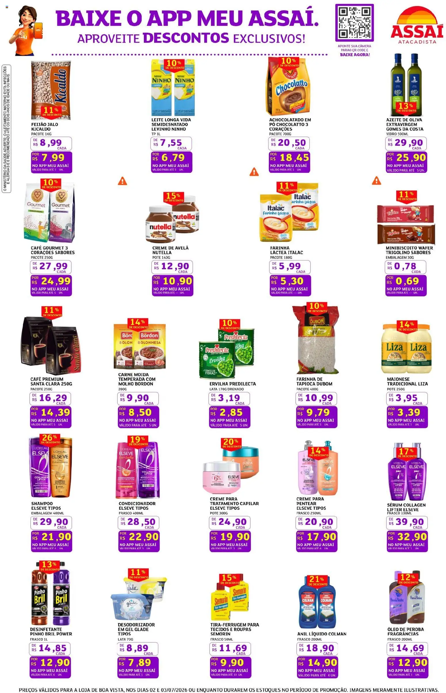 Assaí Atacadista Folheto - válido de 02/07/2026 | Página: 3 | Produtos: Achocolatado, Creme de avelã, Carne moída, Avelã