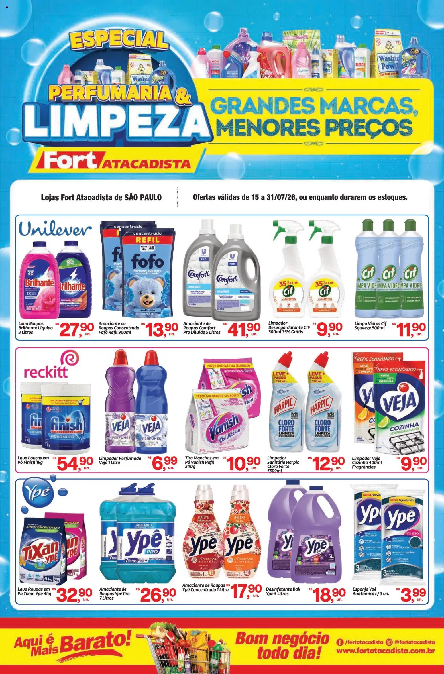 Fort Atacadista Folheto - válido de 15/07/2026 | Página: 1 | Produtos: Desengordurante, Vanish, Amaciante, Desinfetante