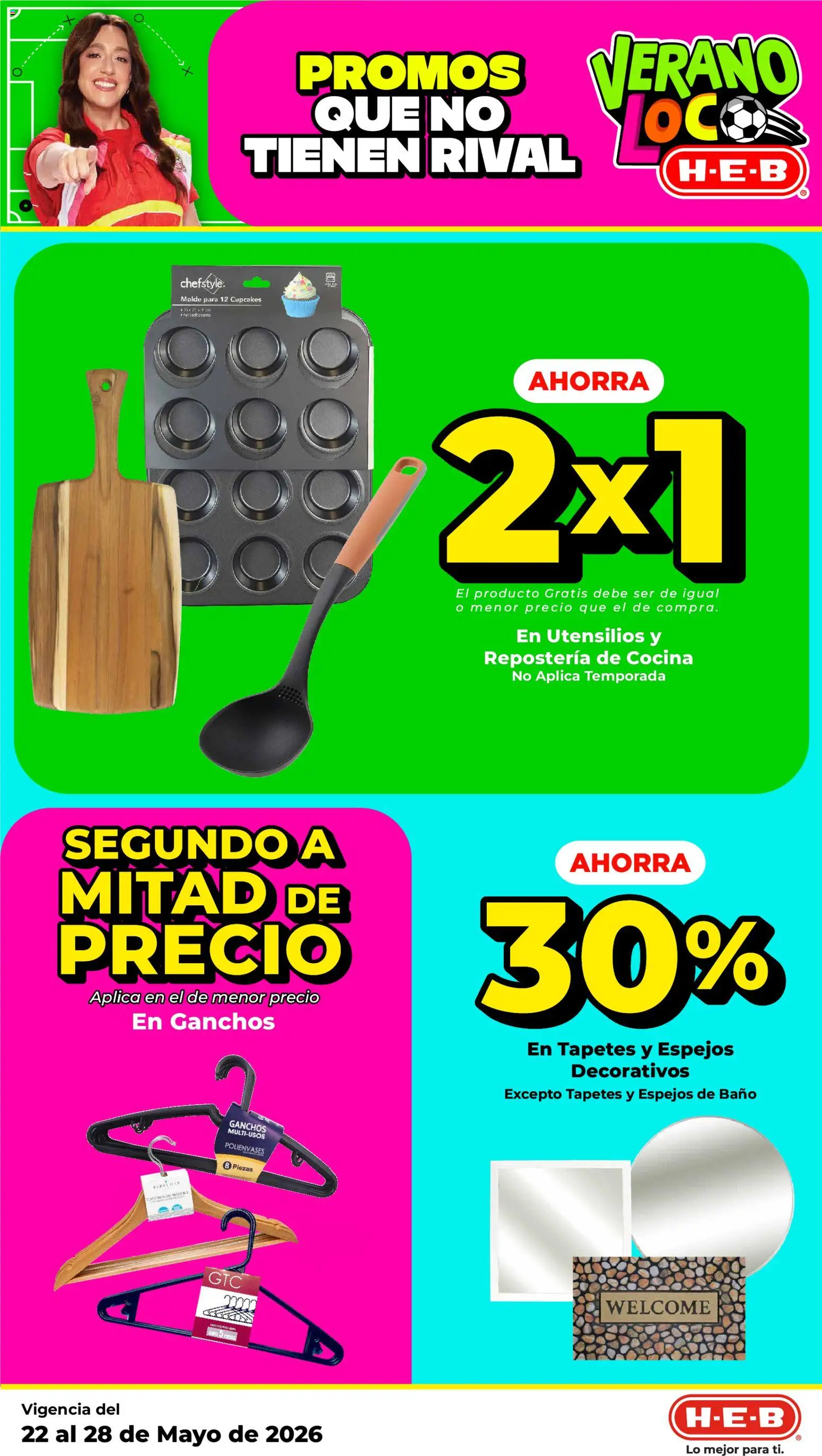 Nuevas ofertas de H-E-B válidas en toda la República Mexicana desde el 21.05.2026. ¡Encuentra las mejores ofertas en H-E-B folleto! | Página: 12 | Productos: Cocina, Molde, Baño