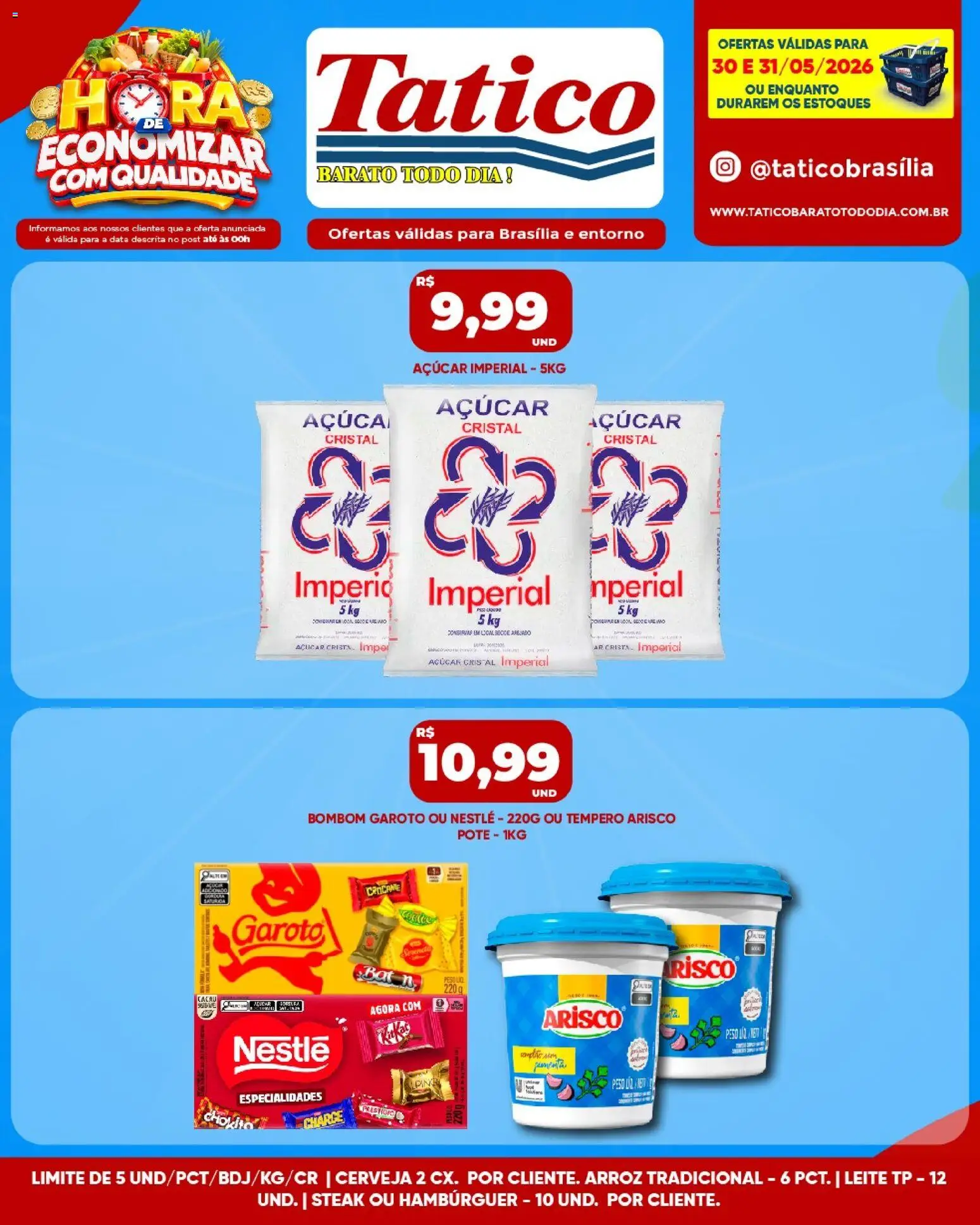 Tatico Folheto - válido de 30.05.2026 | Página: 9 | Produtos: Leite, Hambúrguer, Açúcar, Bombom