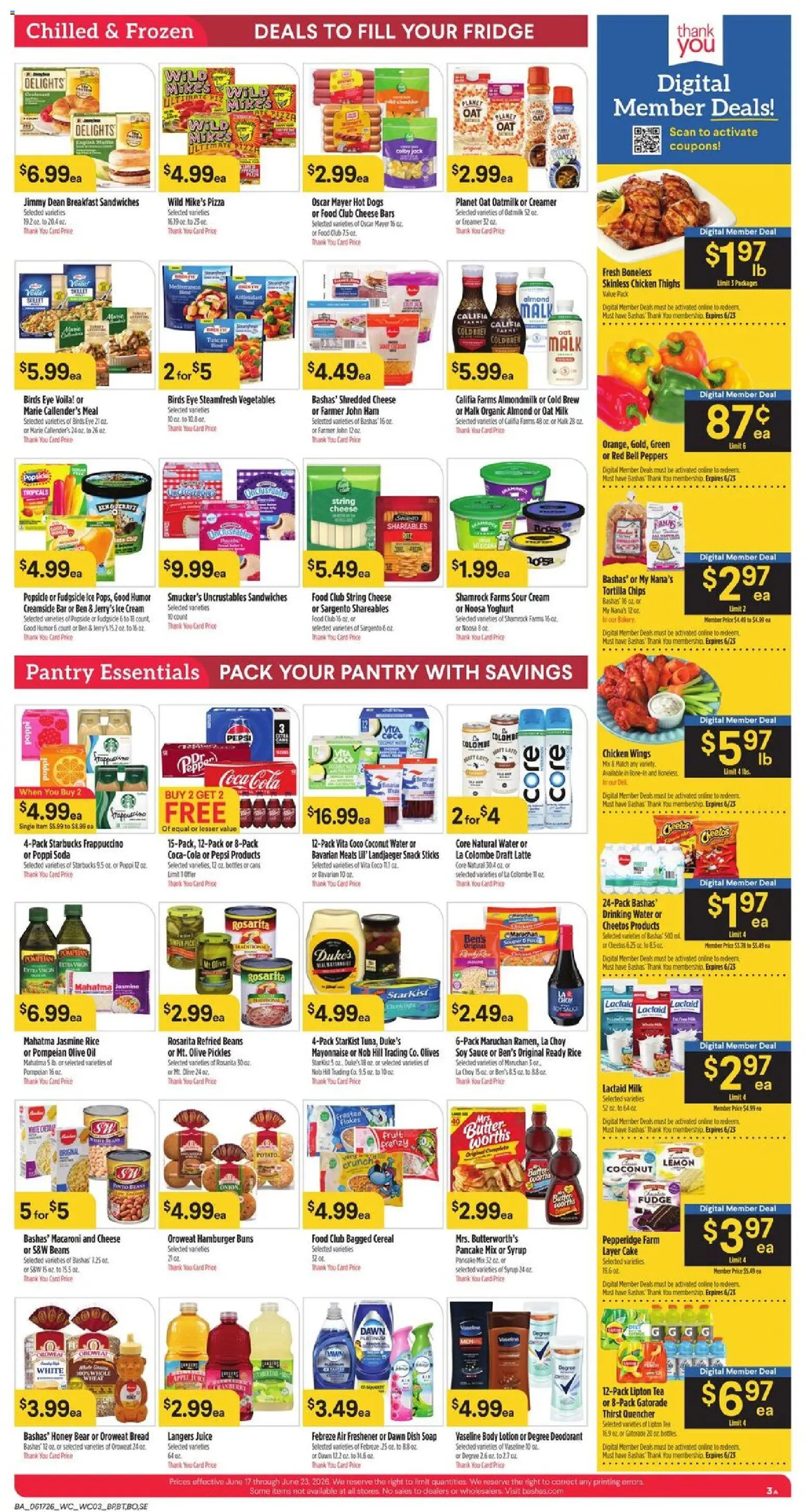 Basha's Weekly Ad - valid from 17.06.2026 | Page: 3 | Products: Wc, Milk, Ice cream, Vegetables