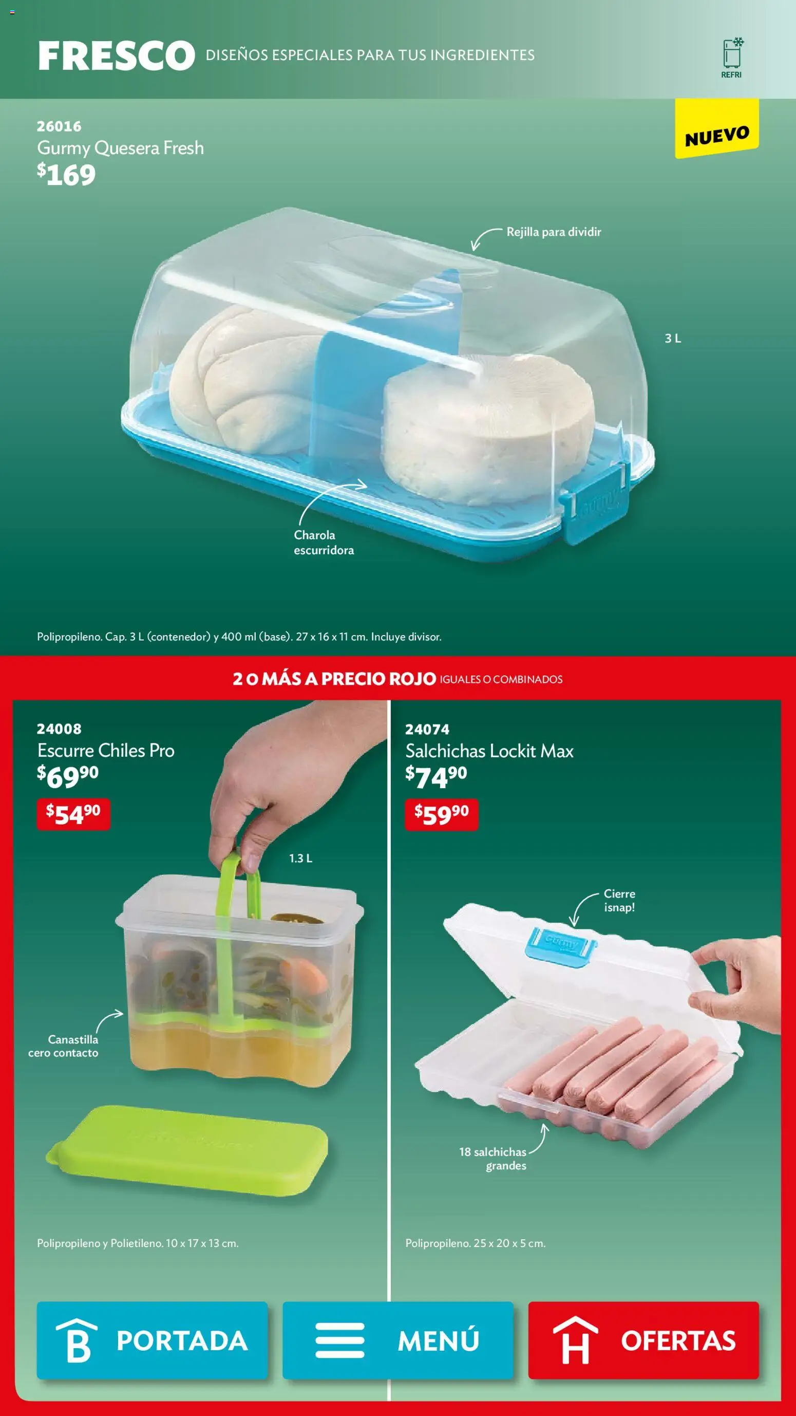 Nuevas ofertas de Betterware válidas en toda la República Mexicana desde el 02/02/2026. ¡Encuentra las mejores ofertas en Betterware campaña 2 2026! | Página: 71 | Productos: Contenedor, Ingredientes, Salchichas, Rejilla