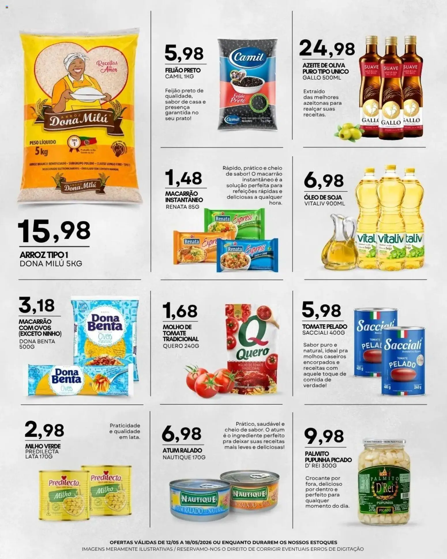 Mercadão Atacadista Folheto - válido de 12.05.2026 | Página: 4 | Produtos: Pupunha, Feijão, Macarrão, Azeite