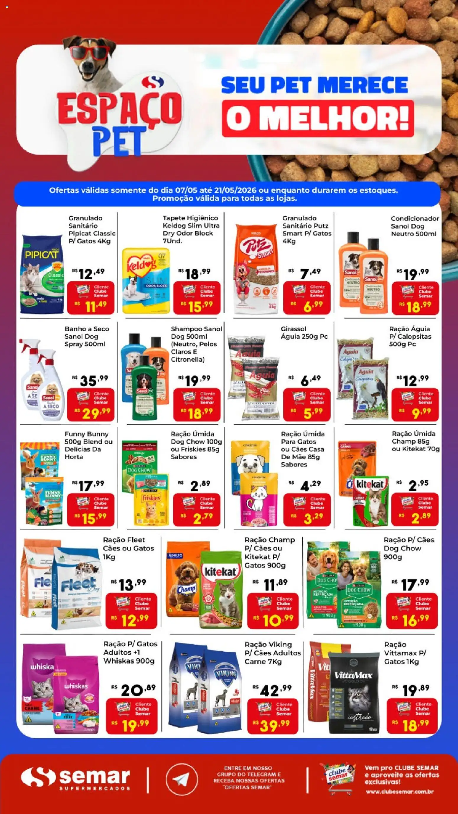 Semar Supermercado Folheto - válido de 07.05.2026 | Página: 1 | Produtos: Condicionador, Tapete higiênico, Granulado, PC