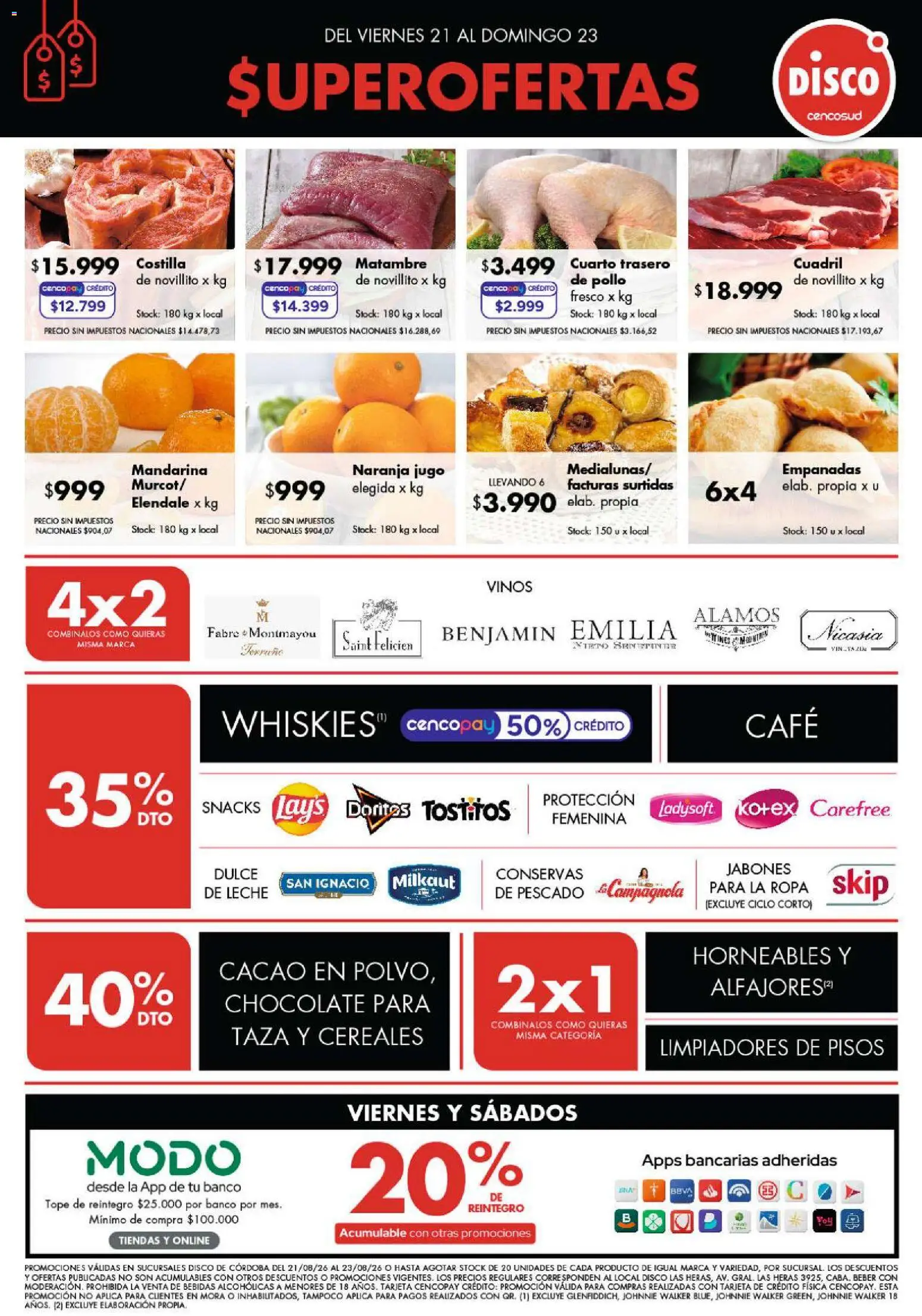 Disco - Ofertas | Córdoba │ válido desde el 20/08/2026 | Página: 1 | Productos: Disco, Bebidas, Conservas, Cacao