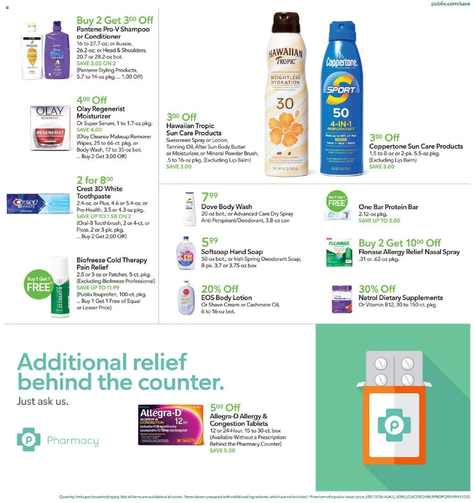 Publix Weekly Ad - valid from 11.03.2026 | Page: 13 | Products: Box, Butter, Sunscreen, Body Wash