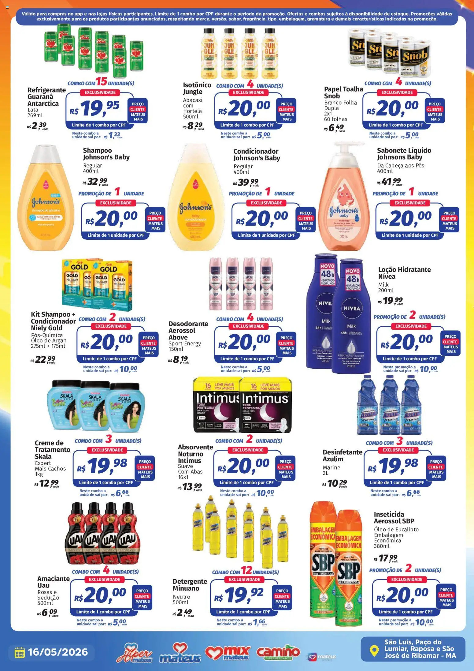 Mateus Folheto - válido de 16.05.2026 | Página: 6 | Produtos: Shampoo, Sabonete, Refrigerante, Desinfetante
