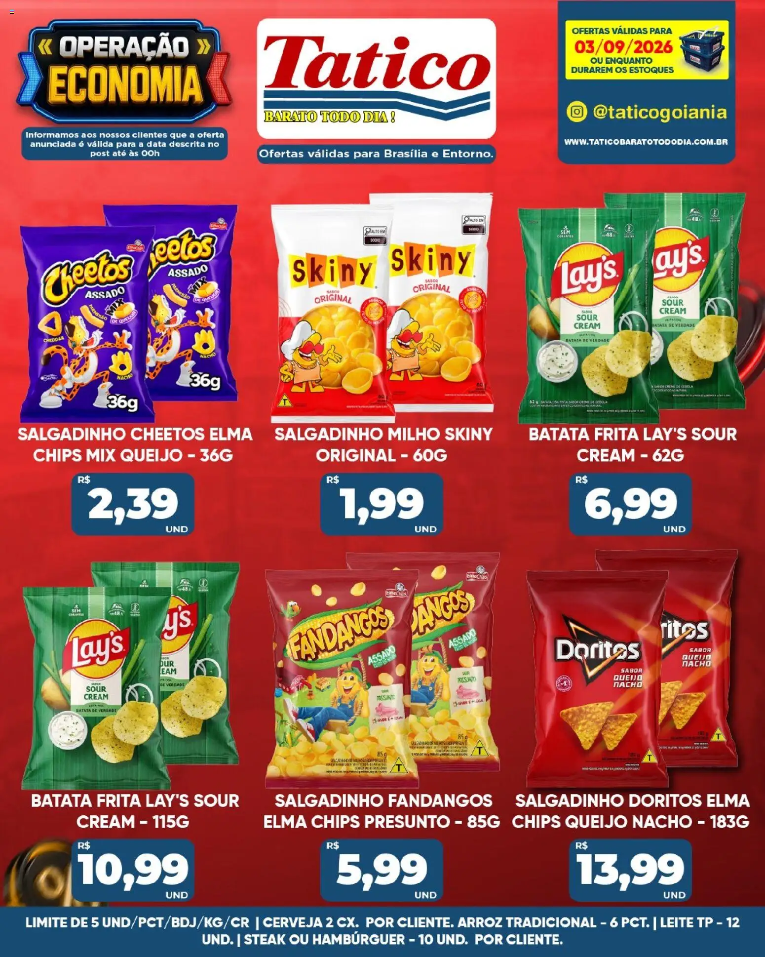 Tatico Folheto - válido de 03/09/2026 | Página: 20 | Produtos: Elma Chips, Hambúrguer, Batata, Milho