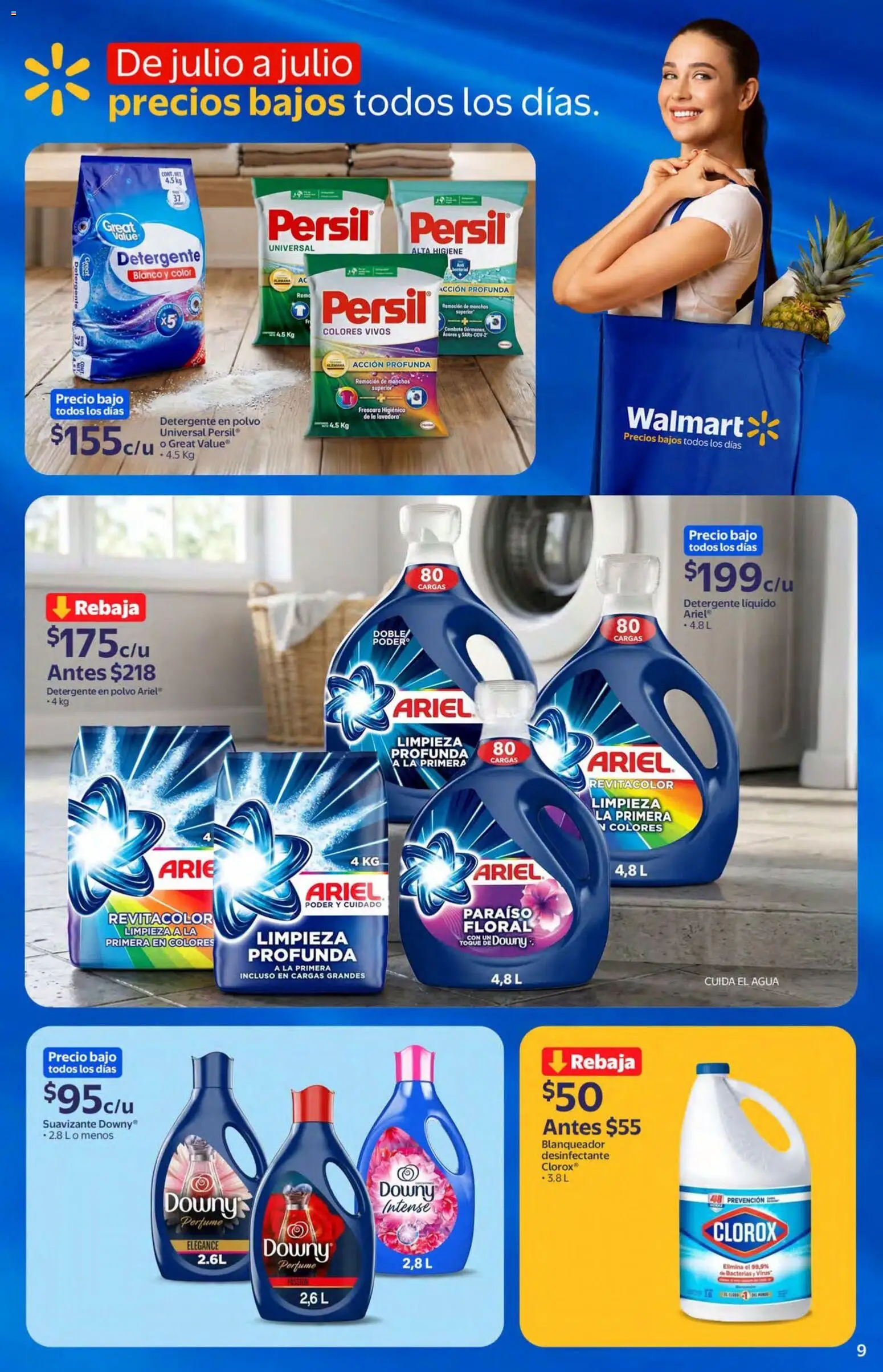 Nuevas ofertas de Walmart válidas en toda la República Mexicana desde el 22/07/2026. ¡Encuentra las mejores ofertas en Walmart folleto! | Página: 9 | Productos: Detergente, Desinfectante, Lavadora, Polvo
