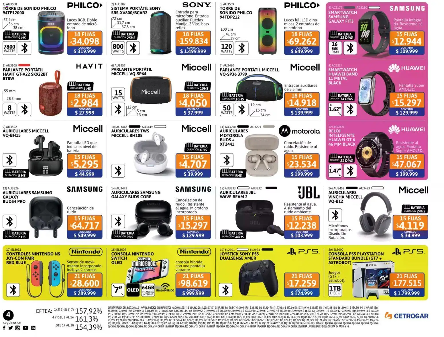 Cetrogar catálogo │ válido desde el 01/07/2026 | Página: 4 | Productos: Vincha, Disco, Micrófono, Joystick