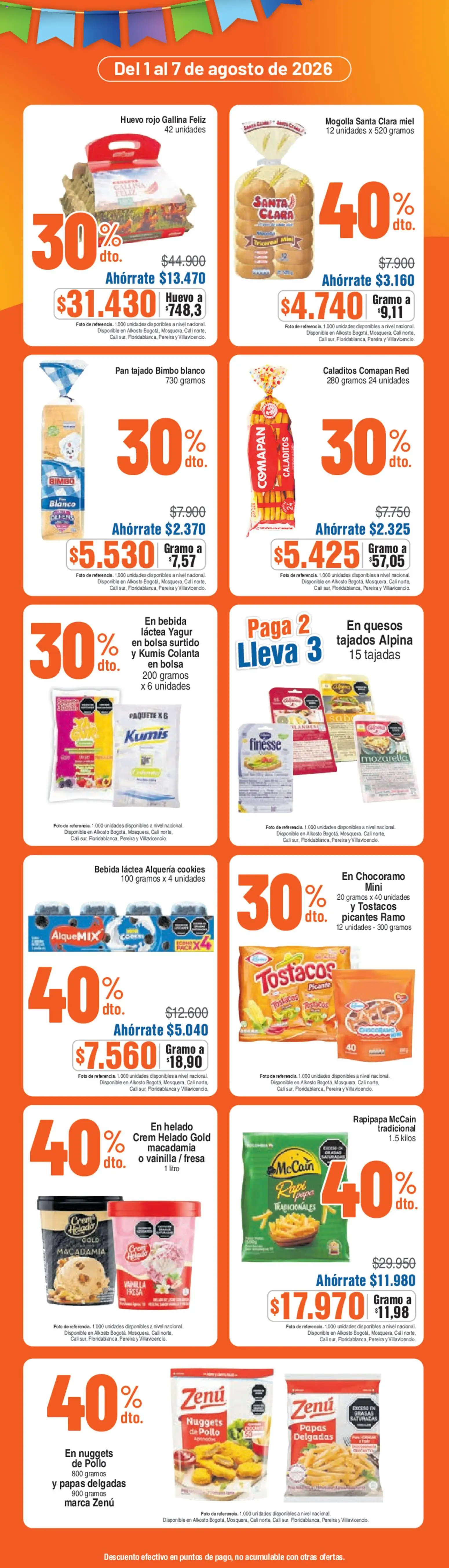 Alkosto revista - valida desde el 01/08/2026 | Página: 4 | Productos: Pollo, Fresa, Bolsa, Plátano